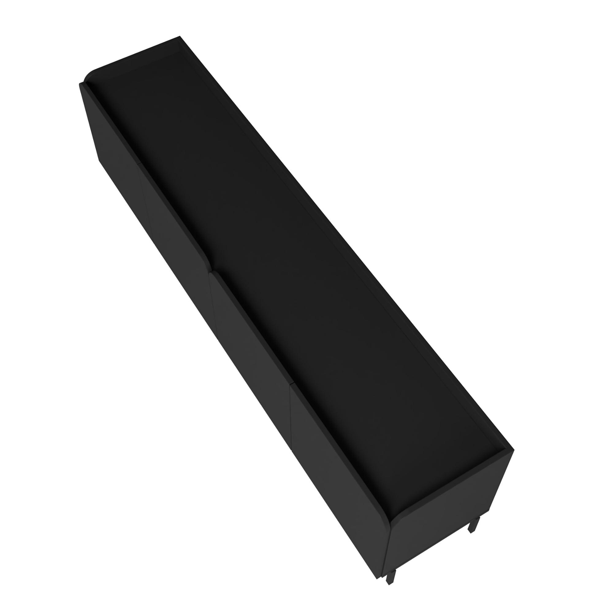 Manhattan Comfort 2pc Bogardus TV Stand for TVs up to 65" and 2 Door Accent Cabinet Set Black: Mid-Century Modern, Particle Board Construction