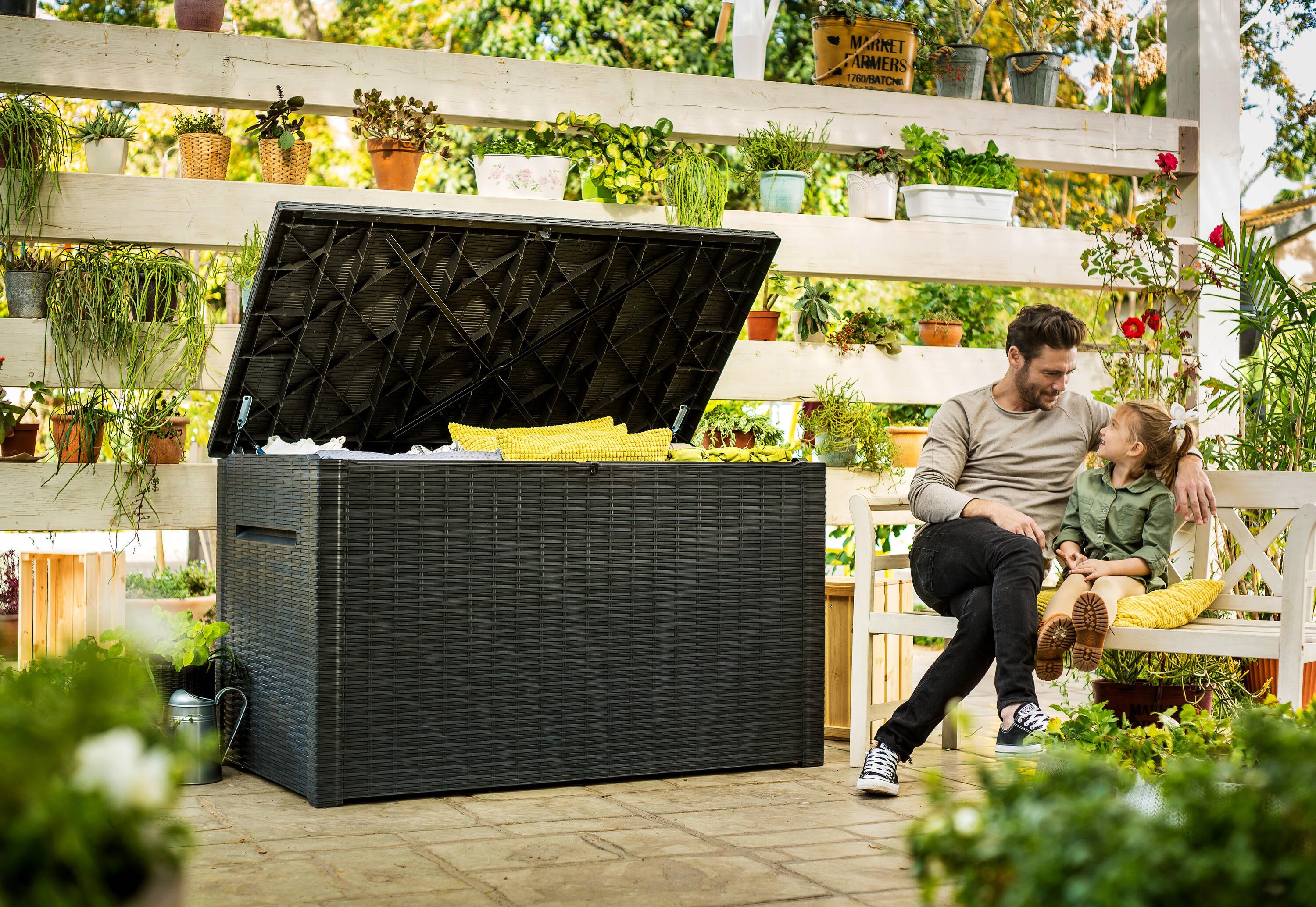 Keter Keter Java 230 Gallon XXL Durable Resin Outdoor Storage and Organization Deck Box Ideal For Garden Patio Furniture and Supplies