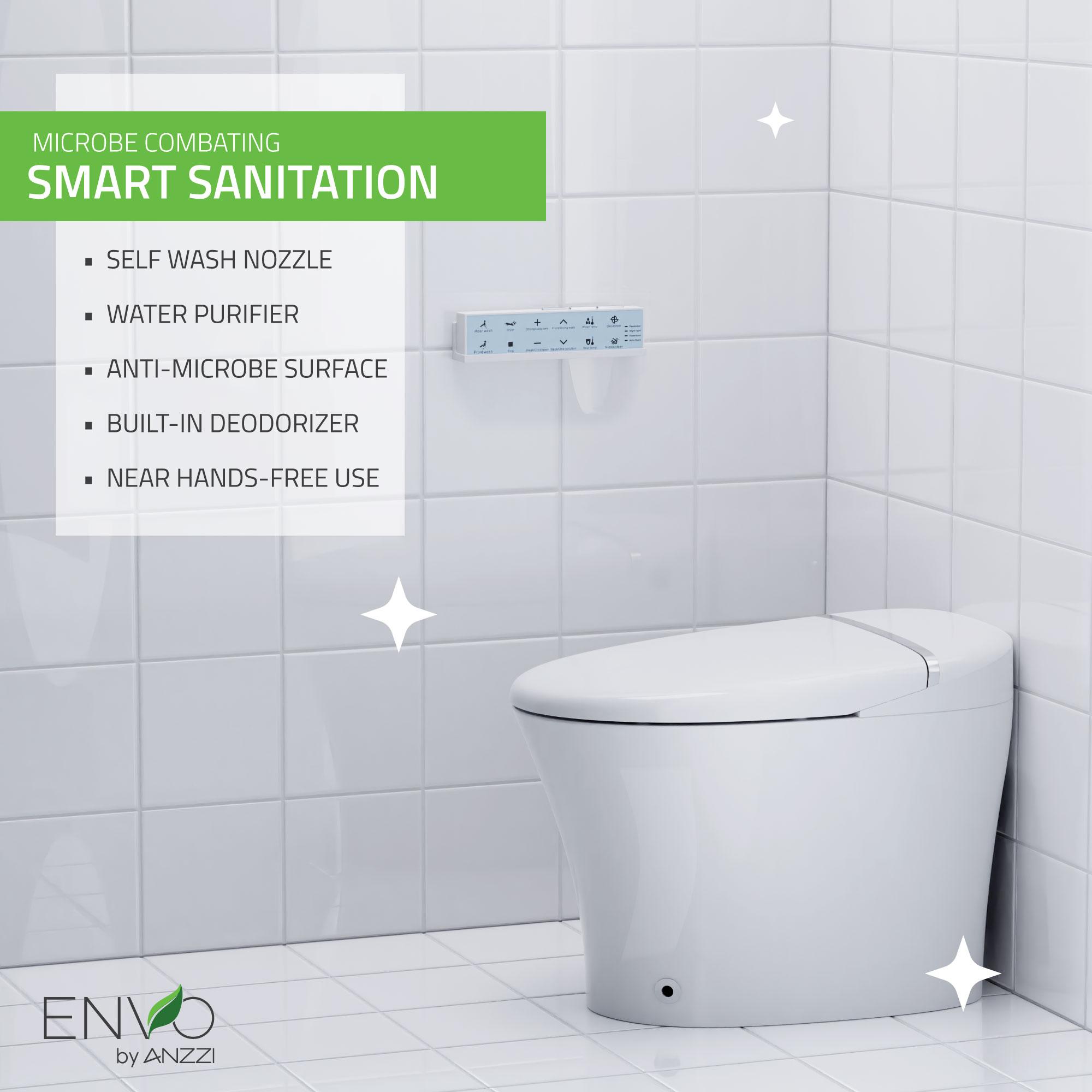 ANZZI Envo 1.28 Gallons GPF Elongated Comfort Height Floor Mounted Bidet Toilet (Seat Included)