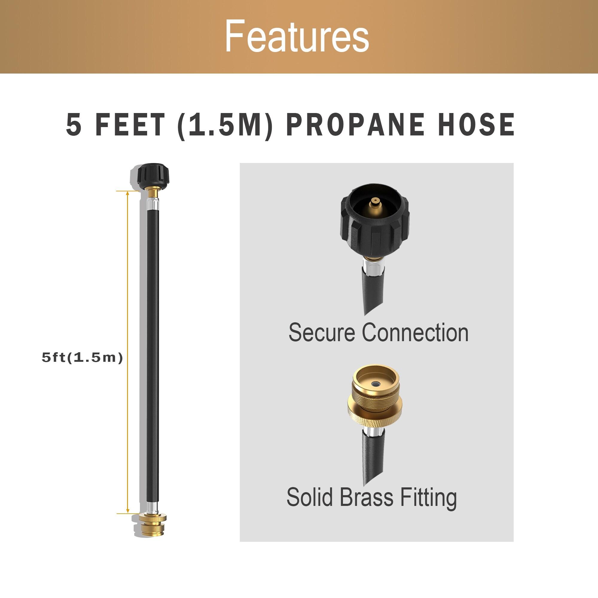 Royal Gourmet Royal Gourmet 5 Feet Propane Hose Adaptor, 1 Lb Portable Appliance to 20 Lb Lp Tank Converter with Type 1 Connection, Black