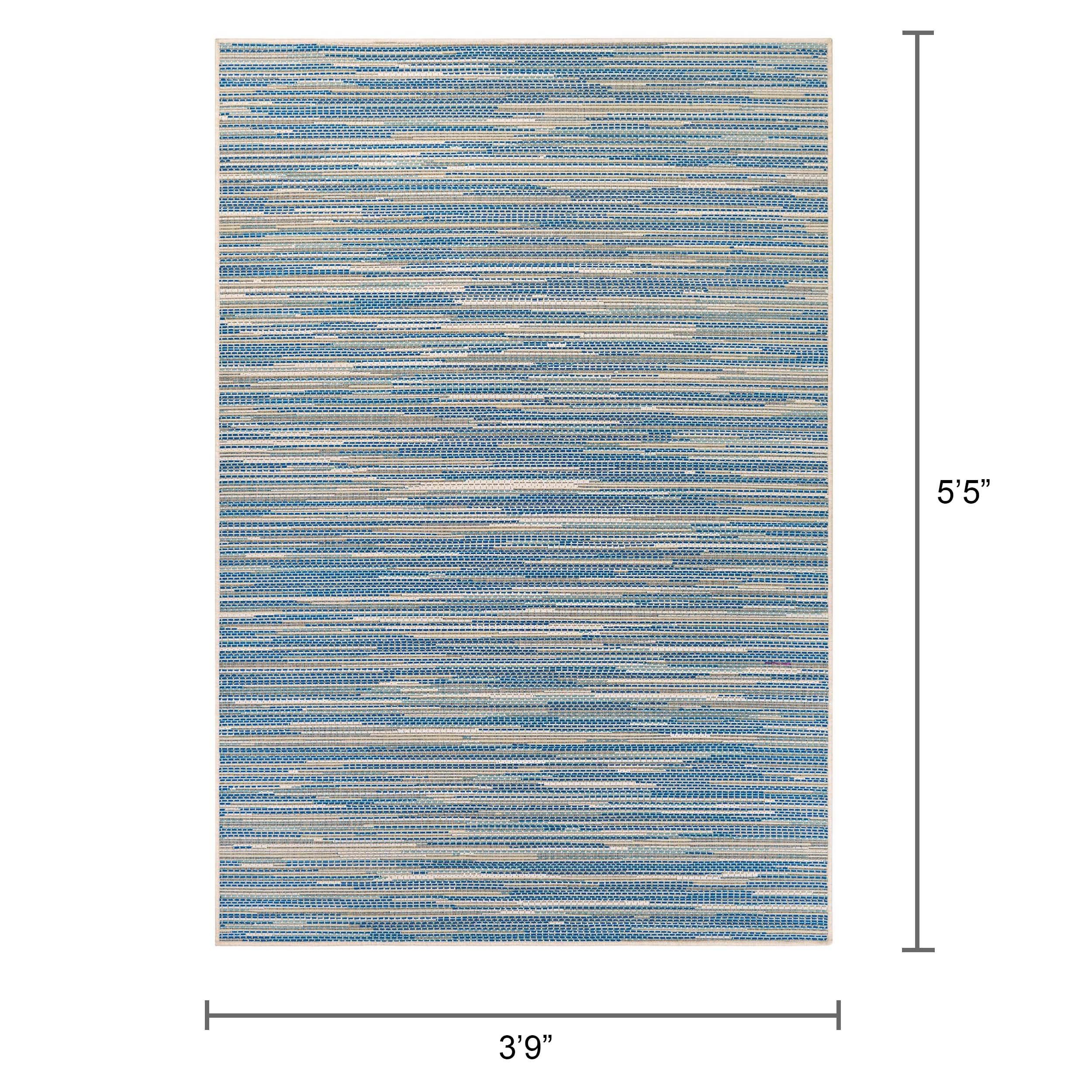 Couristan Monaco Alassio Indoor / Outdoor Area Rug, Sand-Azure Blue-Turquoise, 3'9" x 5'5"