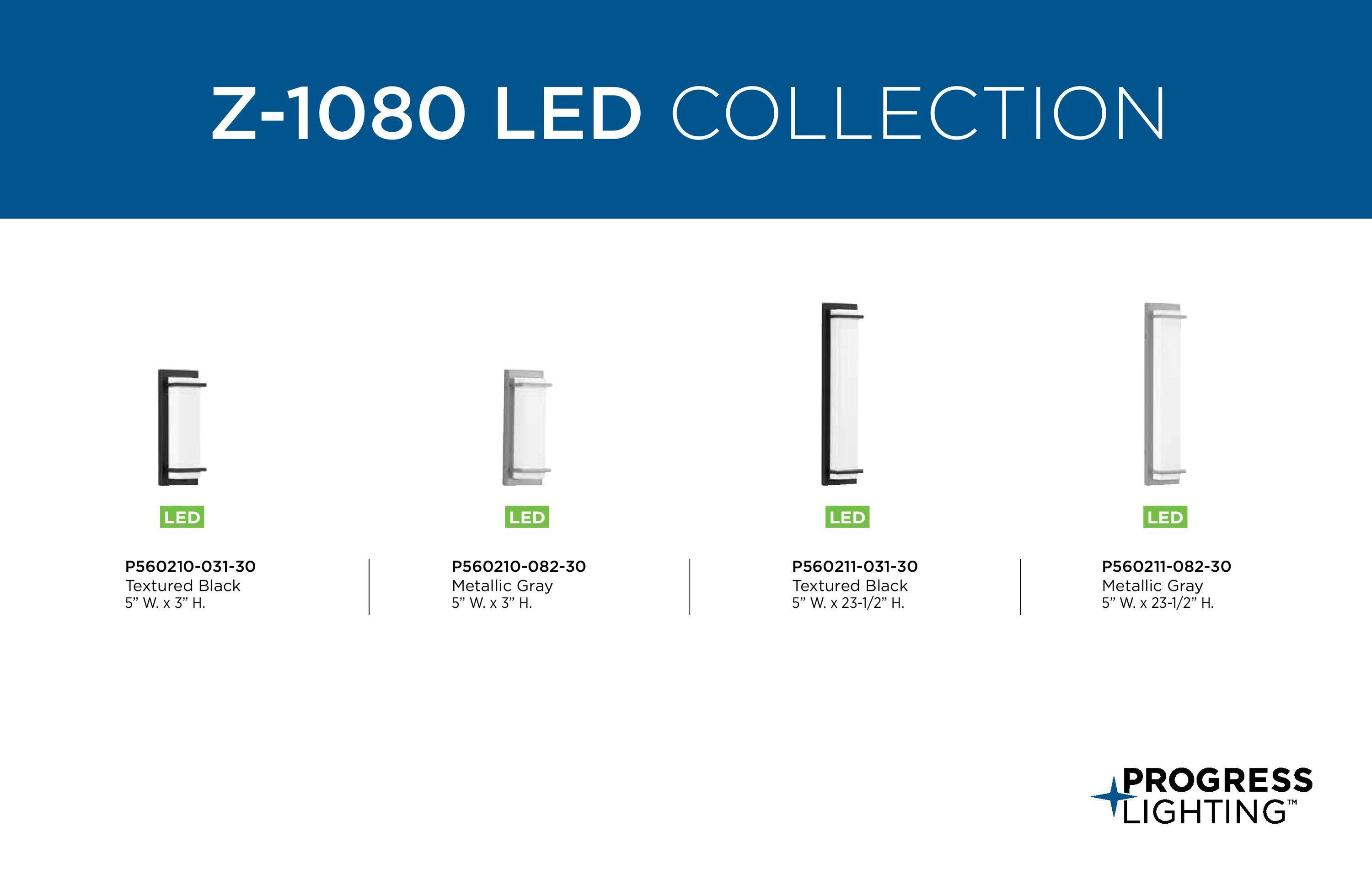 Progress Lighting Z-1080 LED Outdoor Sconce, 1 Light, Wall Light, Metallic Gray, Acrylic Shade