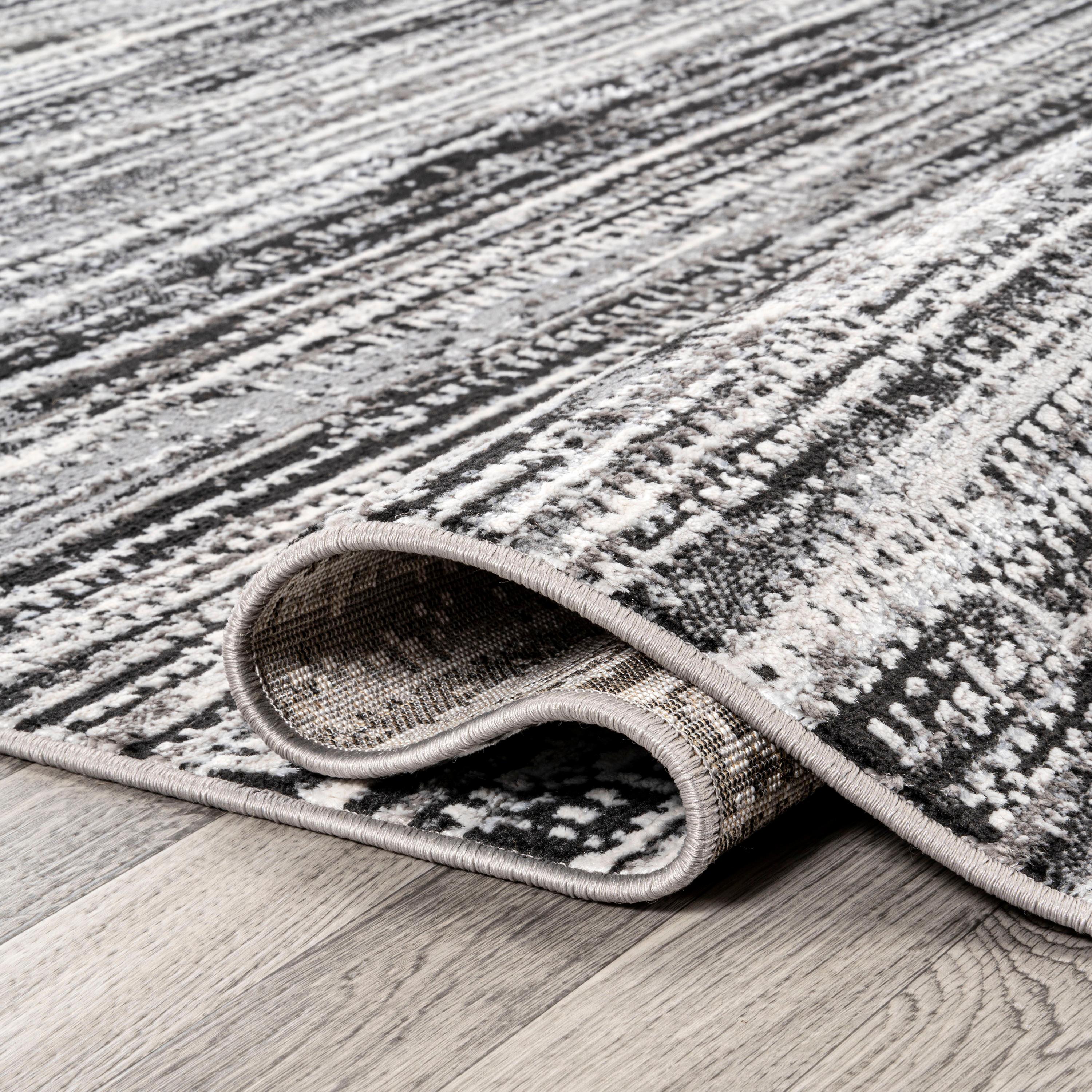 JONATHAN Y Loom Modern Strie'  Black/Gray 8 ft. x 10 ft. Area Rug