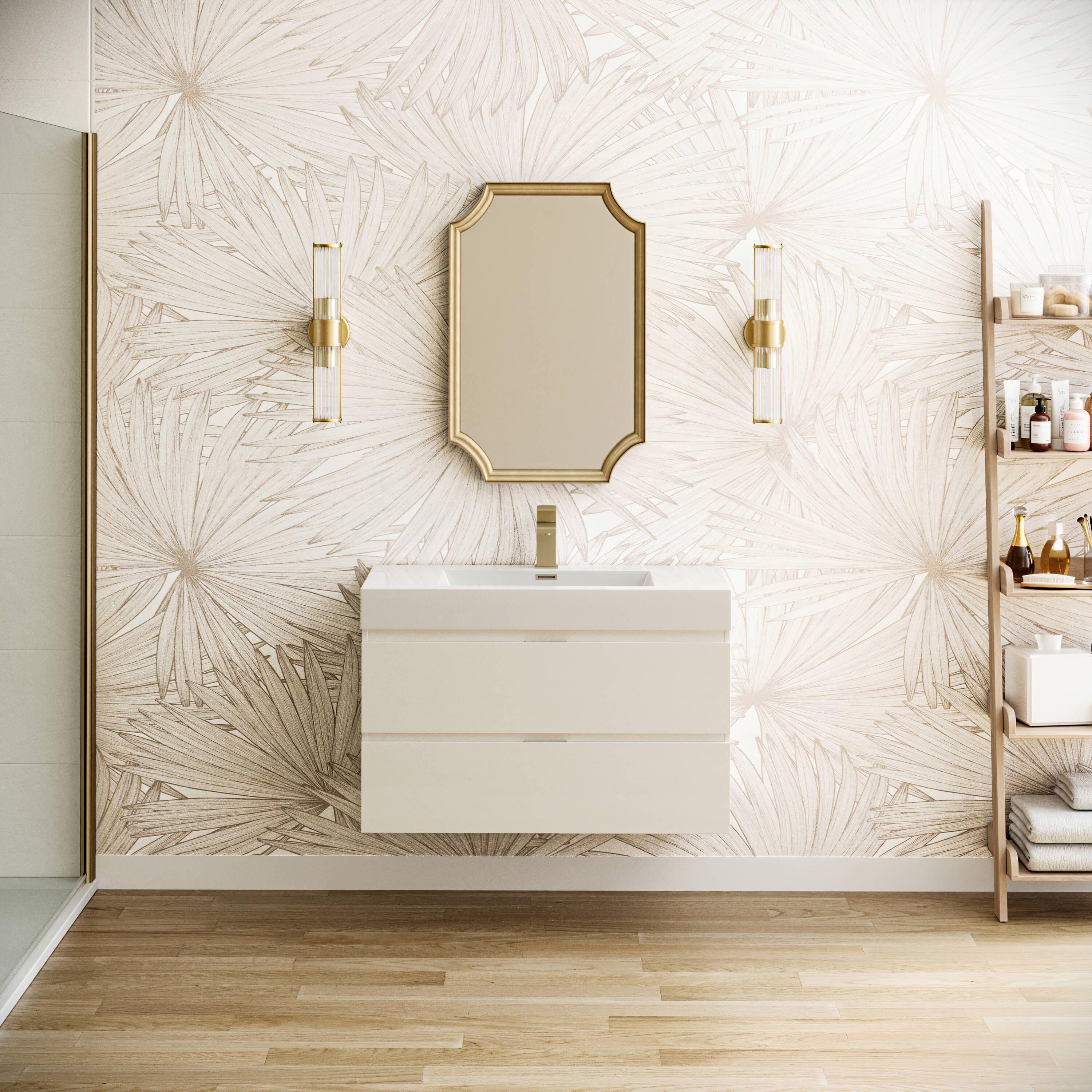 Fresca Valencia 36" Wall Mount Single Sink Bathroom Vanity with Top and Sink (Faucet Not Included)