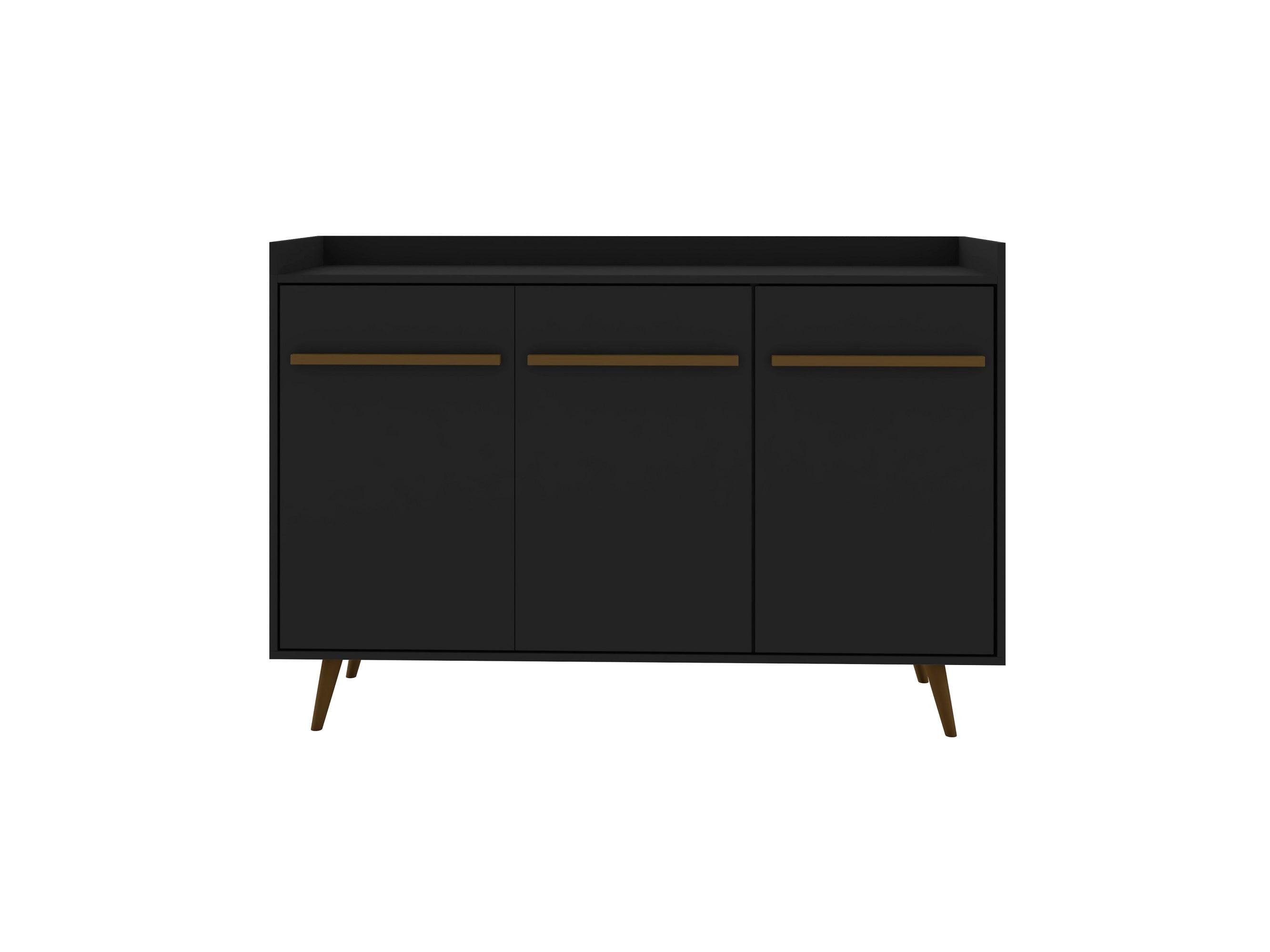 53.54" Bradley Buffet Stand Black - Manhattan Comfort: Mid-Century Modern Storage Console