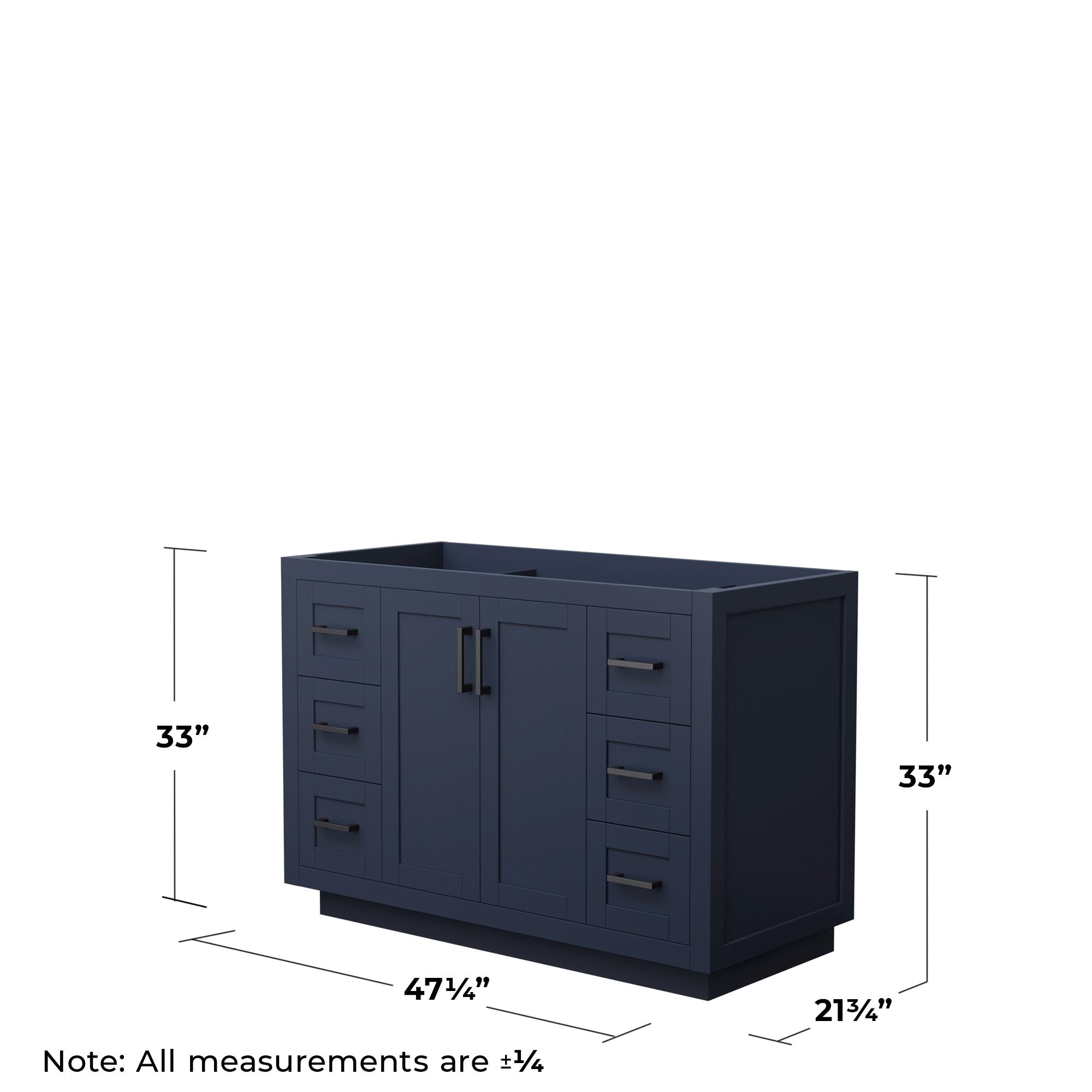 Miranda 48-Inch Dark Blue Matte Black Trim Freestanding Bathroom Vanity