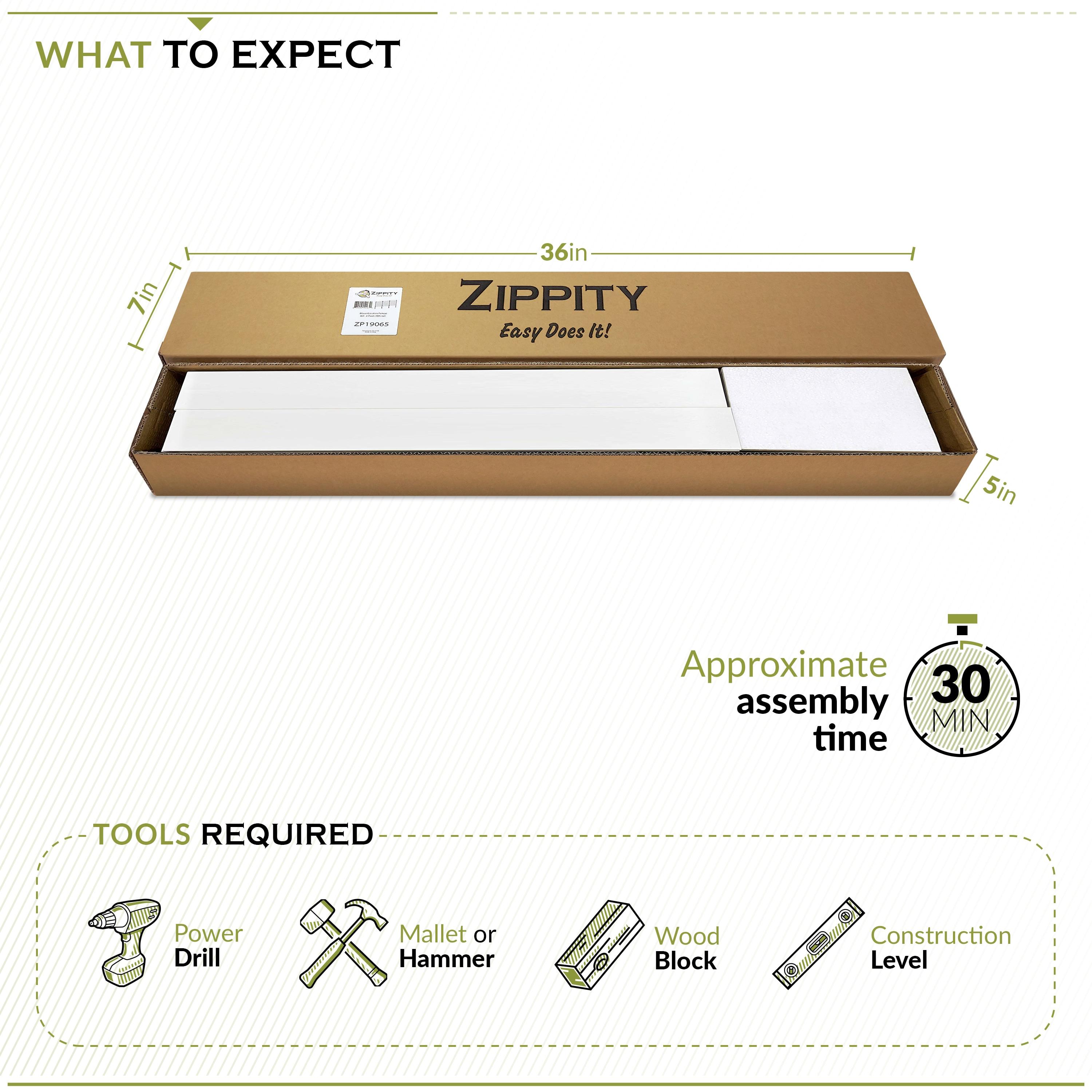 Zippity Outdoor Products 26in H x 24in W (3 Panels) No Dig Zippity Maui Fence Kit, Charcoal Color WoodTek Vinyl Fence Panel, Temporary Outdoor Border for Garden, Easy Install DIY Fence for Backyard, Patio, & Deck, ZP19066