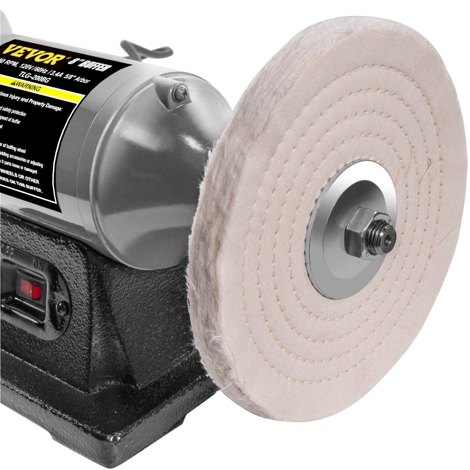 VEVOR Bench Buffer Polisher, 1/2HP Polishing Buffing Machine, 0 to 8000RPM Benchtop Polisher Grinder with 4" Cloth Wheel, 3" Grinding Wheel & 3" Fiber Wheel for Metal, Jewelry, Wood and Plastic