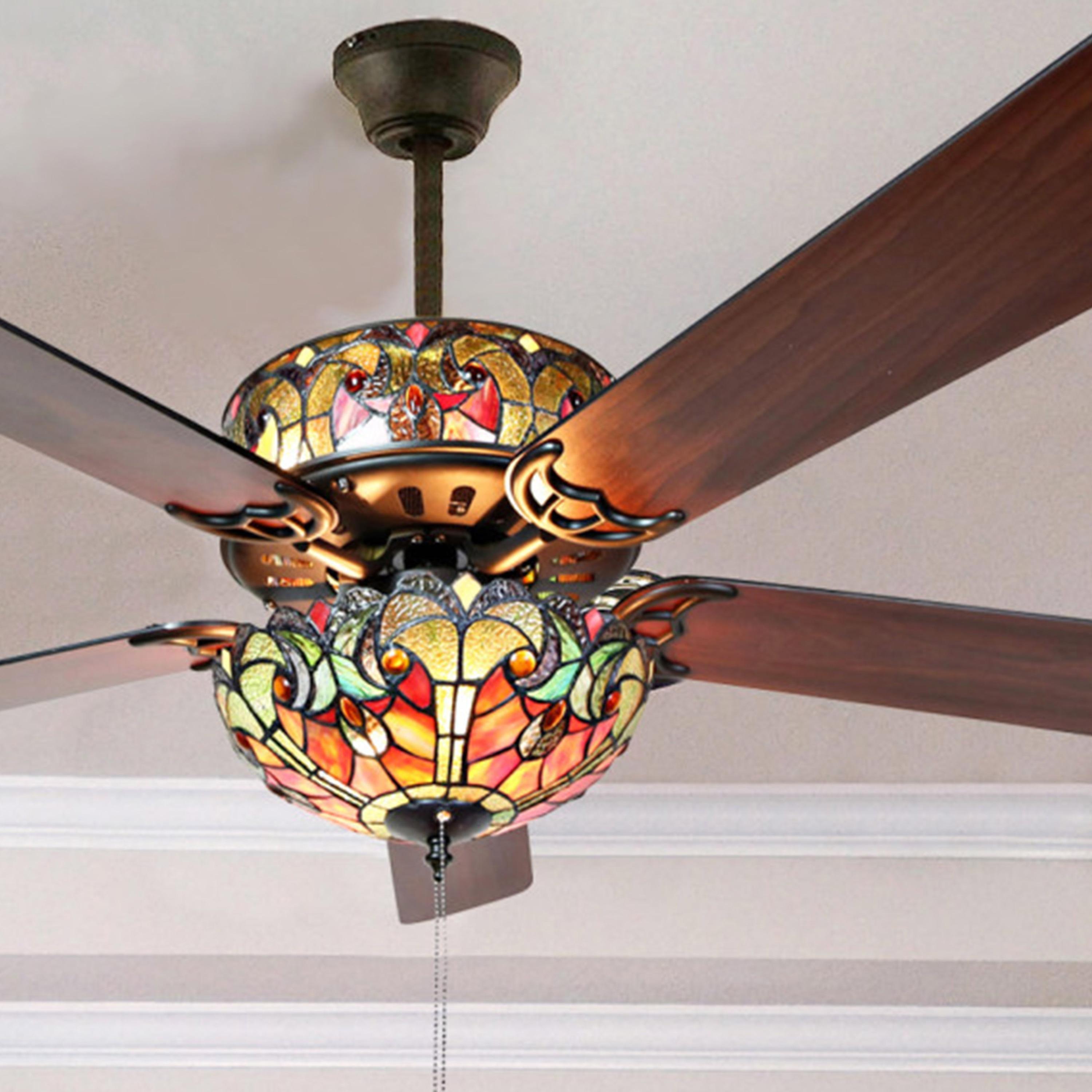 River of Goods 52" Halston Stained Glass LED Ceiling Fan With Light