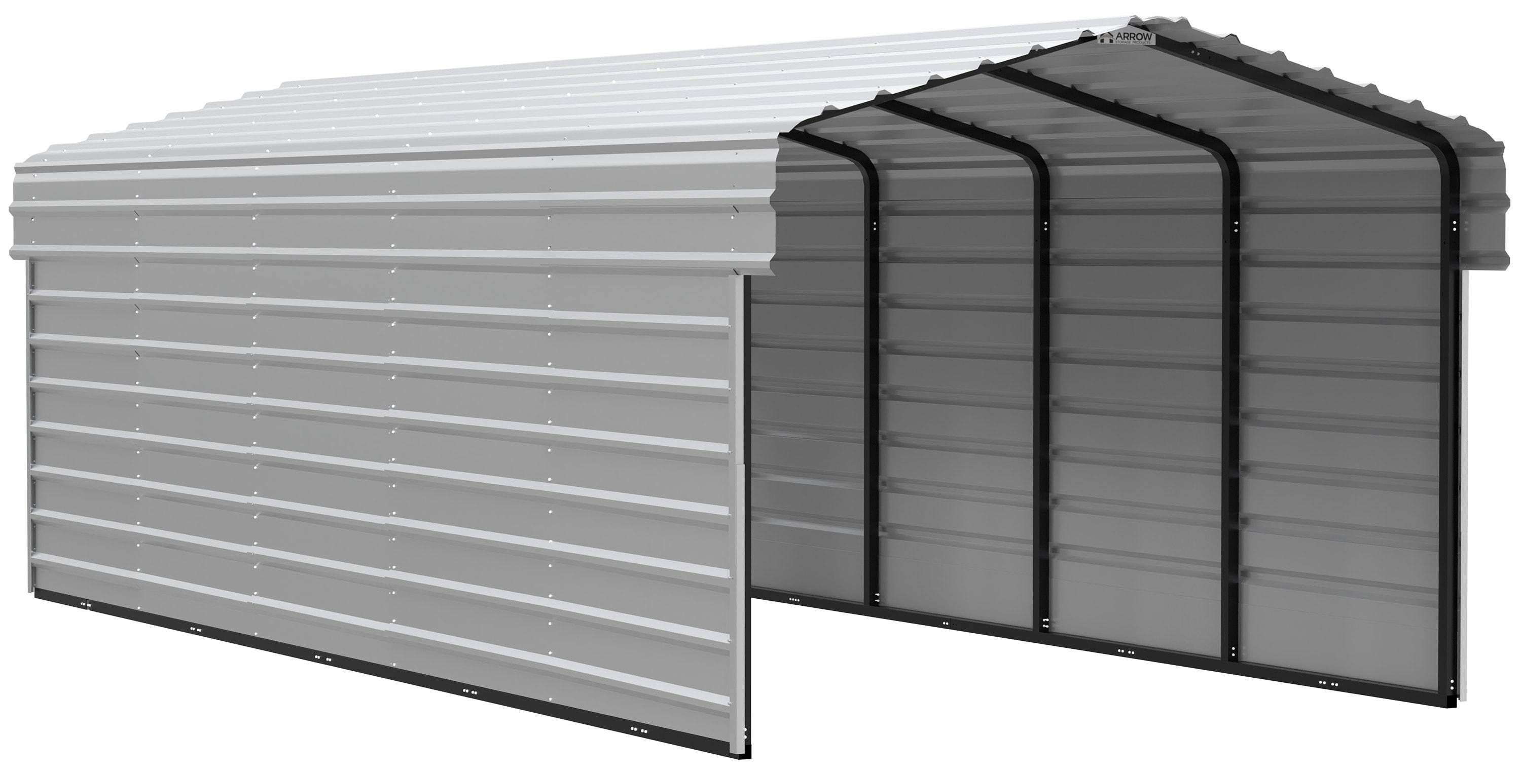 Arrow 24 x 10 ft Charcoal Carport with 2-sided Enclosure