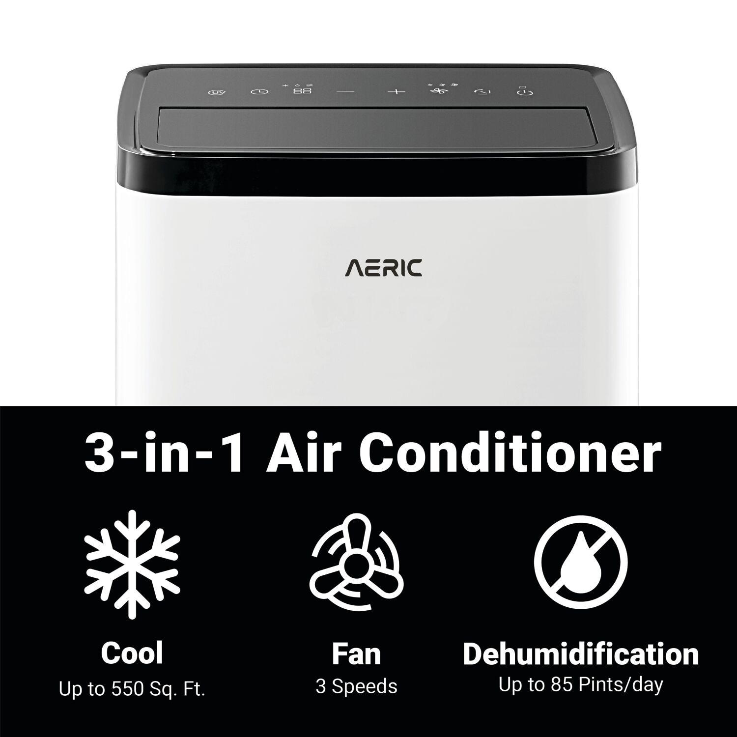 Aeric 8,000 BTU SACC (12,000 BTU ASHRAE) Portable Air Conditioner with Dehumidifier, 550 Sq. Ft.