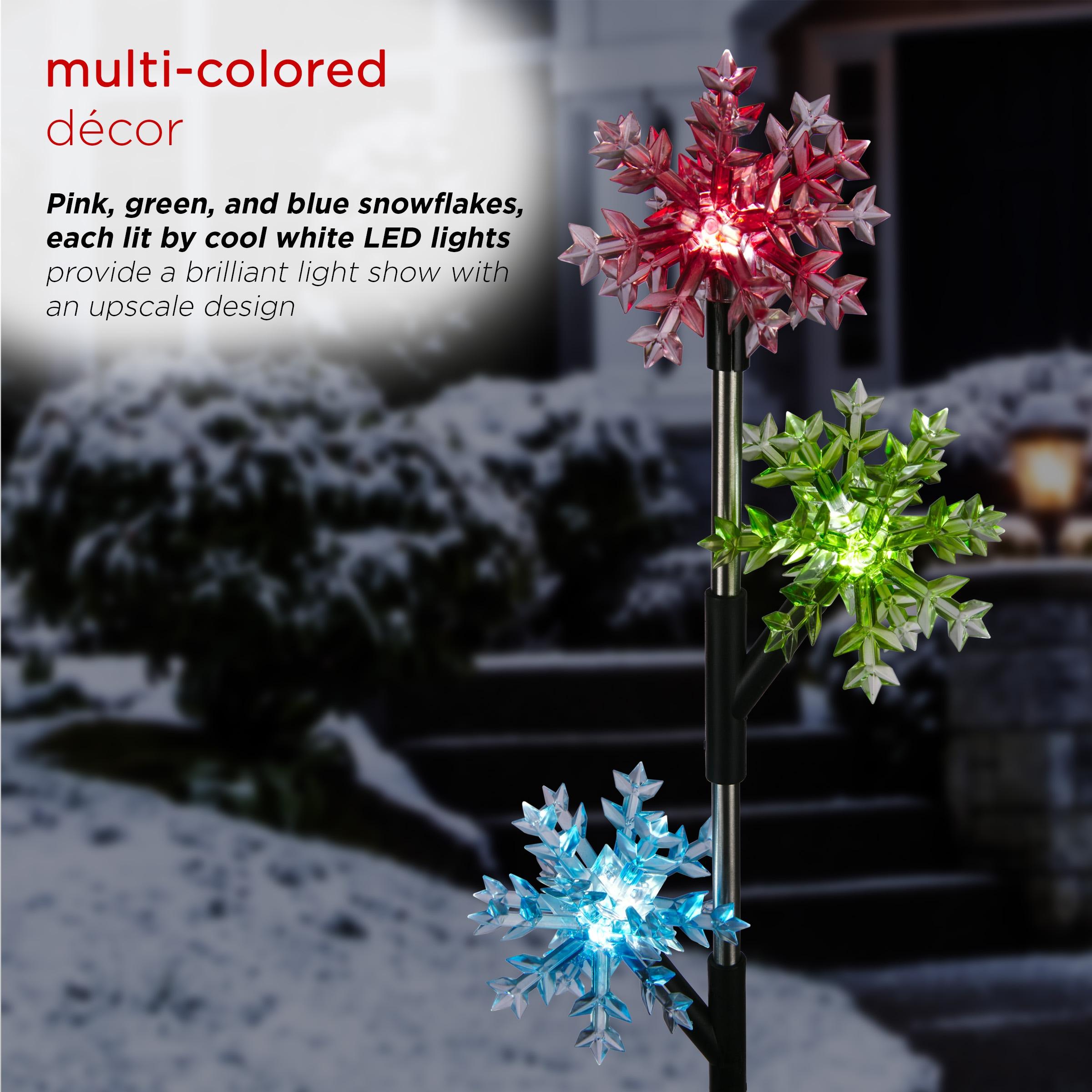 Alpine Corporation  Outdoor Garden Stakes LED Lights (Set of 2) Multi - Snowflake 32"