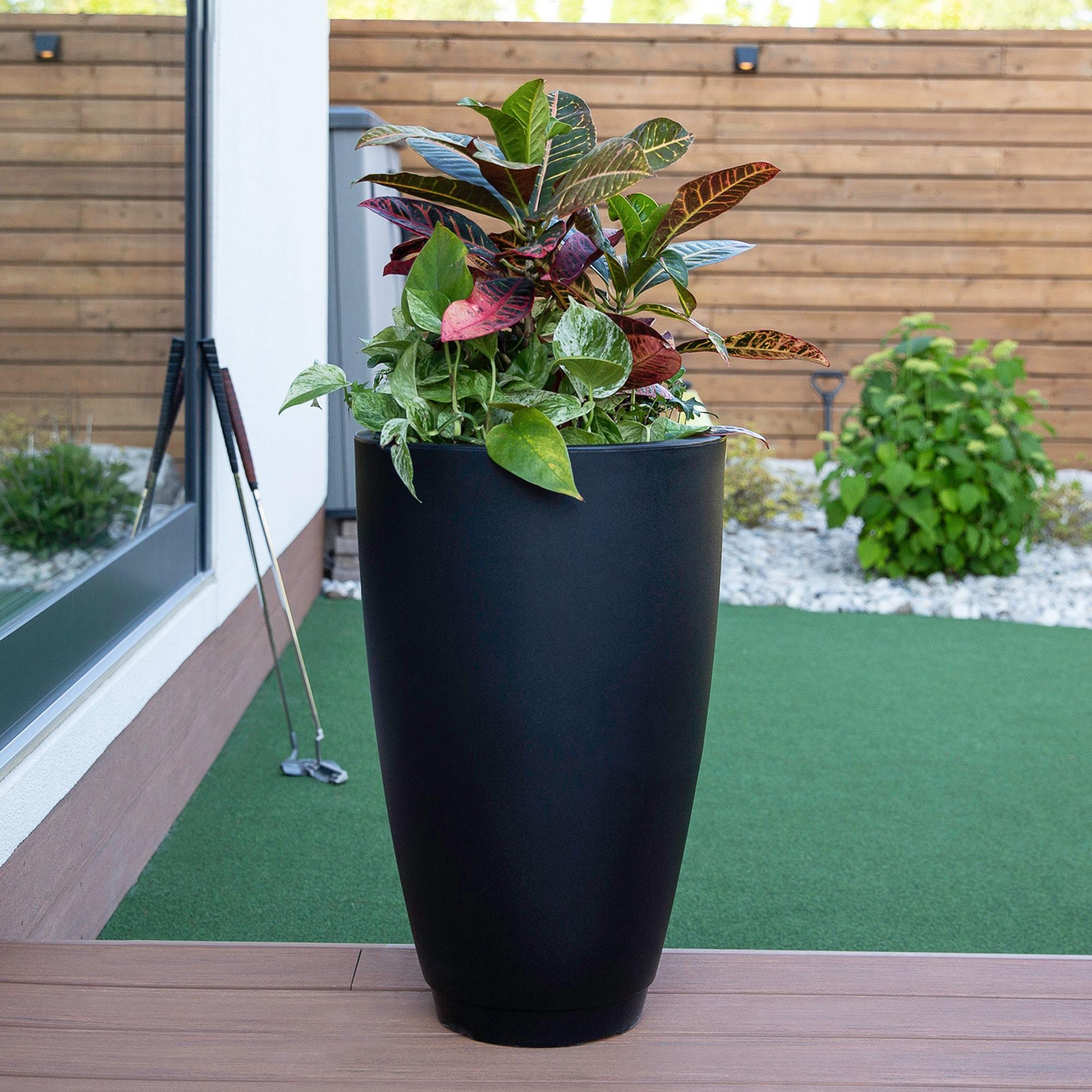 Caprio Tall Resin Pot Planter with Water Reservoir