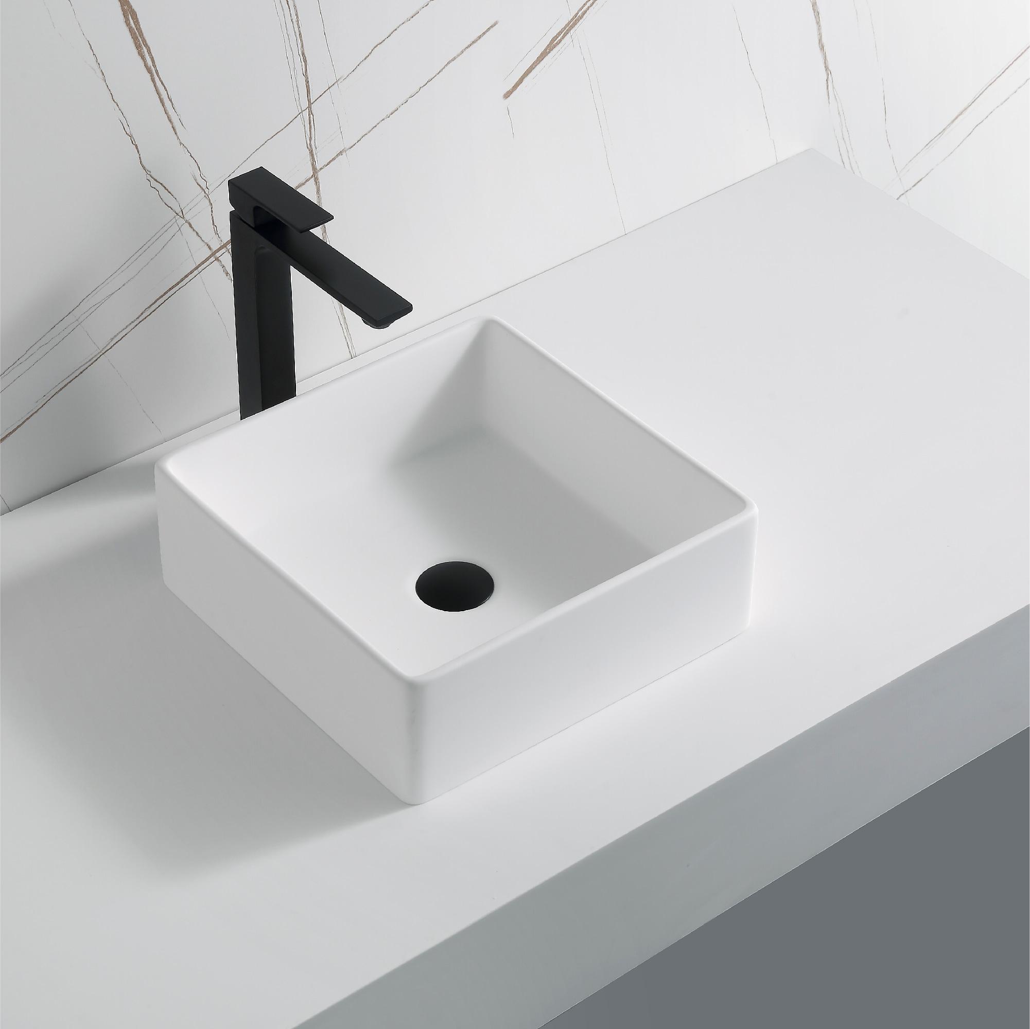 Karran Quattro 14-1/2'' X 14-1/2'' Matte White Acrylic Square Vessel Sink