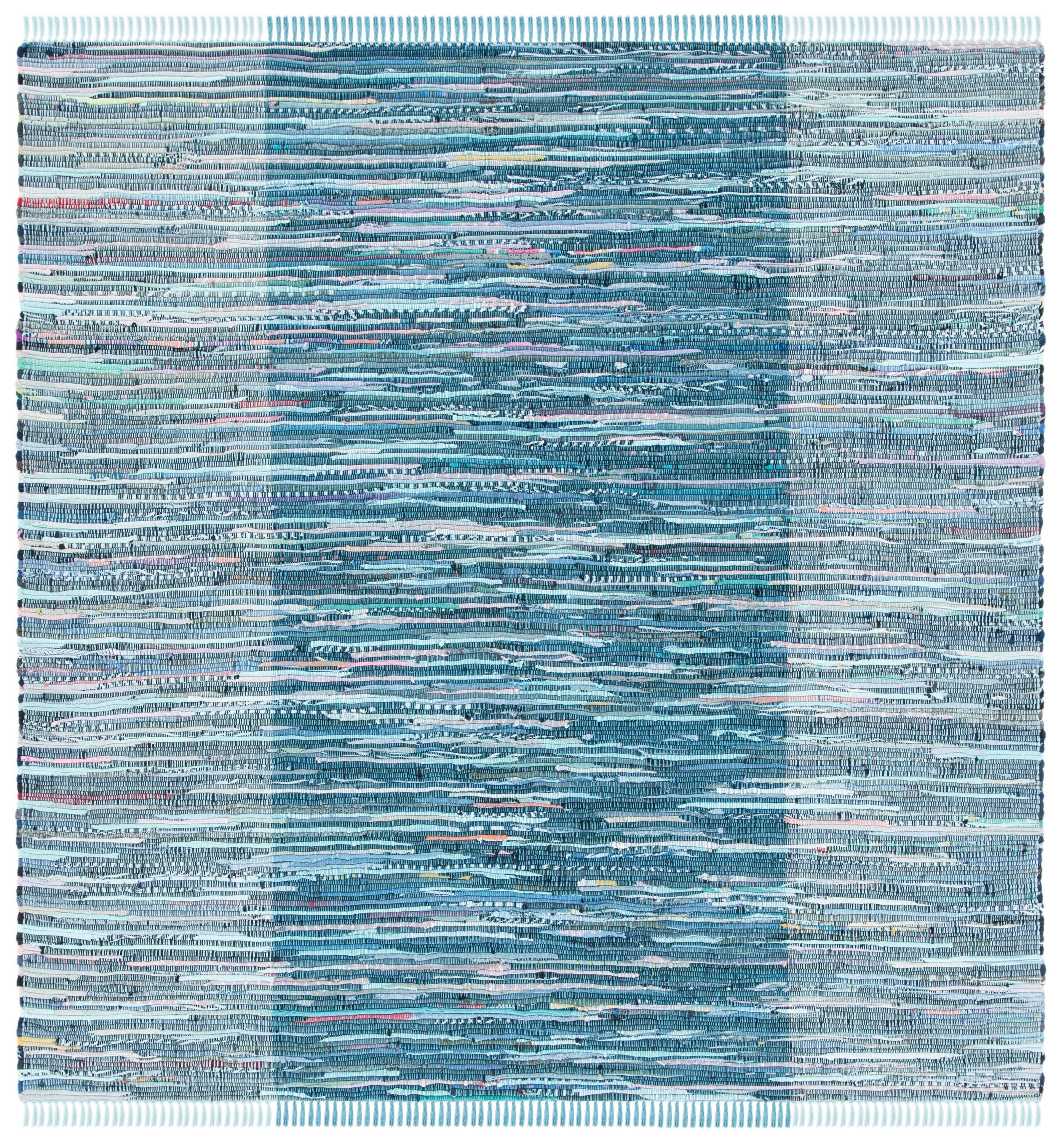 Rag Area Rug RAR122 Hand Woven Area Rug - Light Blue/Grey - 6'x6' - Safavieh.