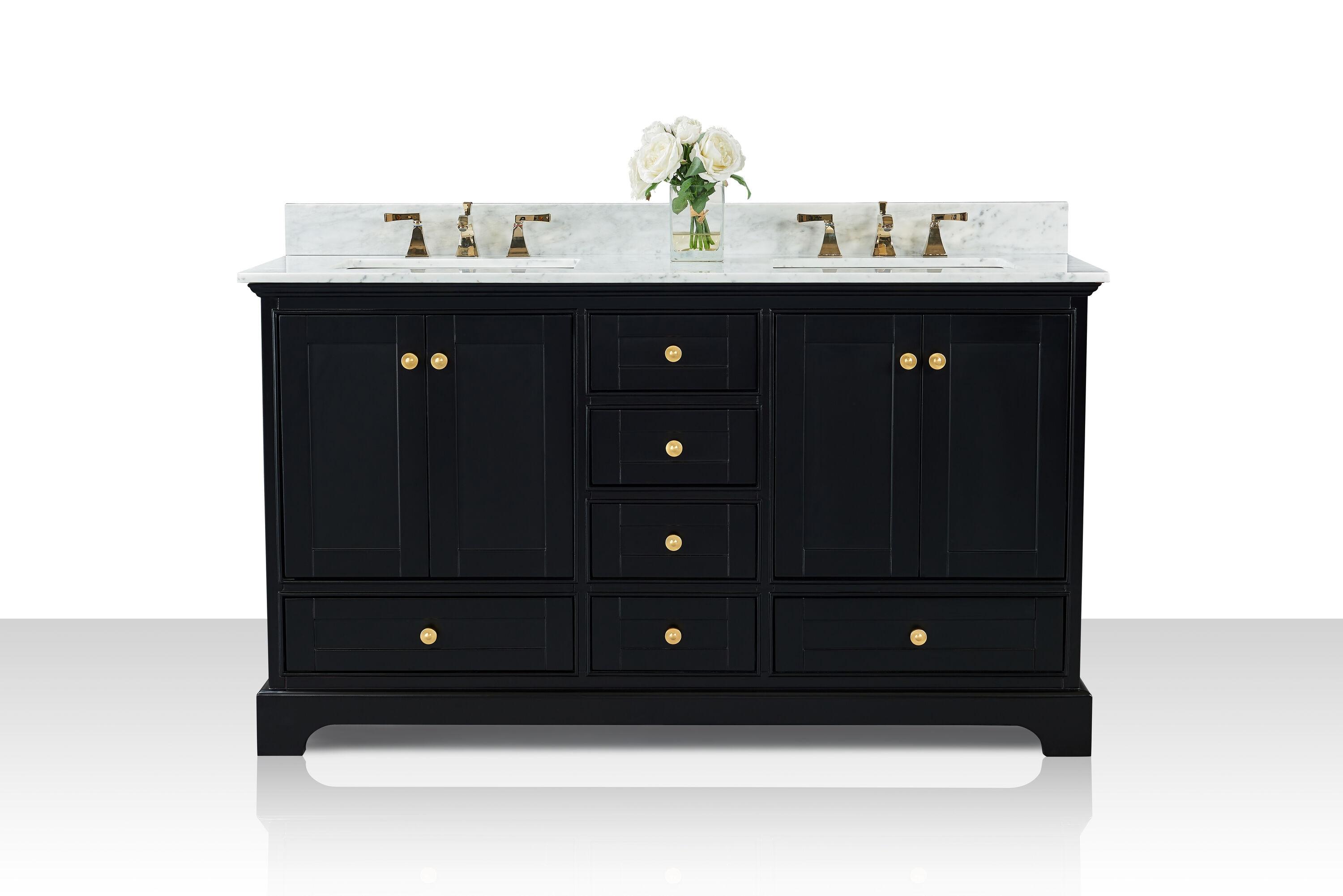 Varna 60'' Double Bathroom Vanity with Marble Top