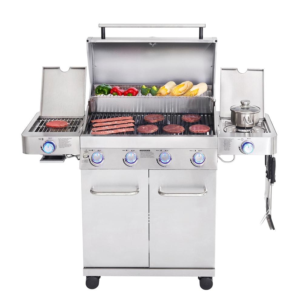 Monument Grills 24367 4-Burner Full Stainless Propane Gas Grill with 2 Side Burners