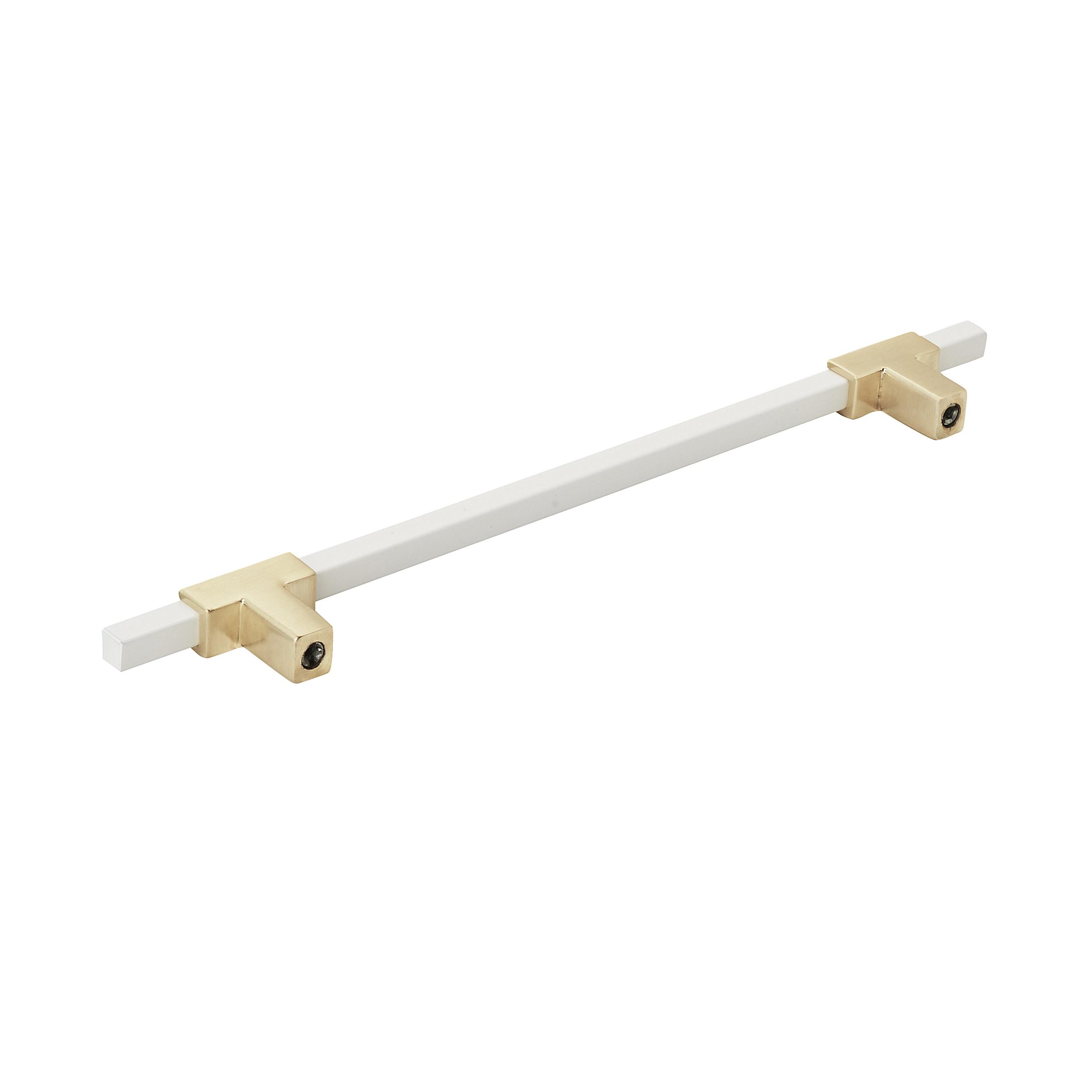 Amerock Urbanite 7-9/16 inch (192mm) Center-to-Center Brushed Gold/White Cabinet Pull