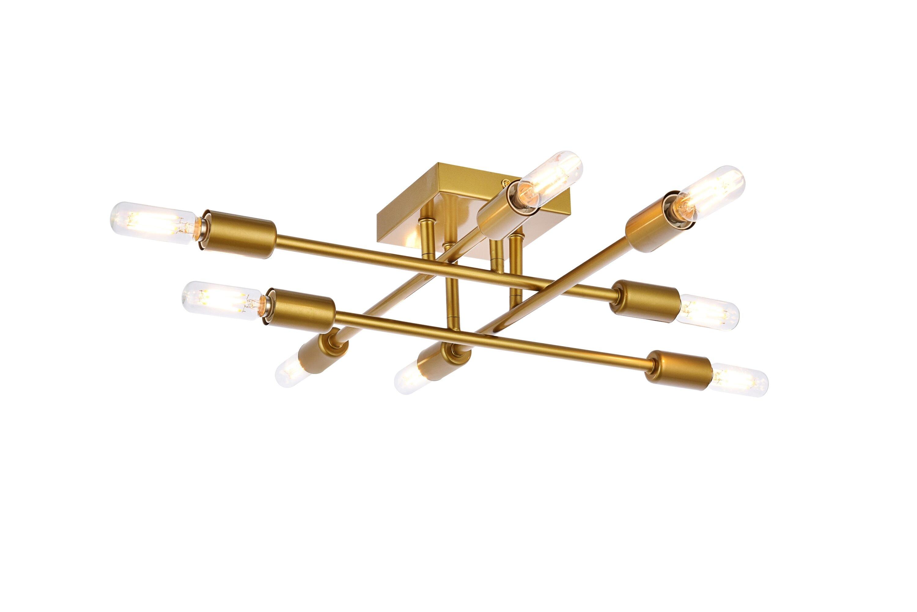 Elegant Lighting Script 8 lights brass flush mount