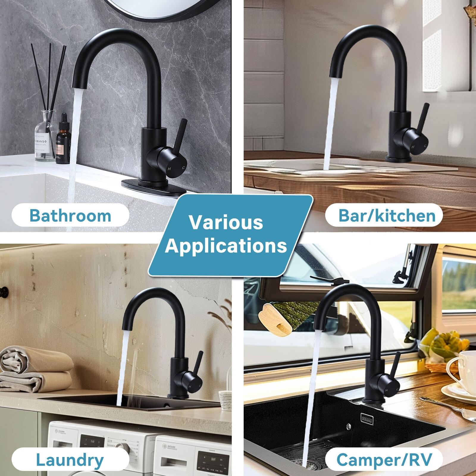 VIBRANTBATH Single-Hole Single-handle Bathroom Faucet 6025-Black