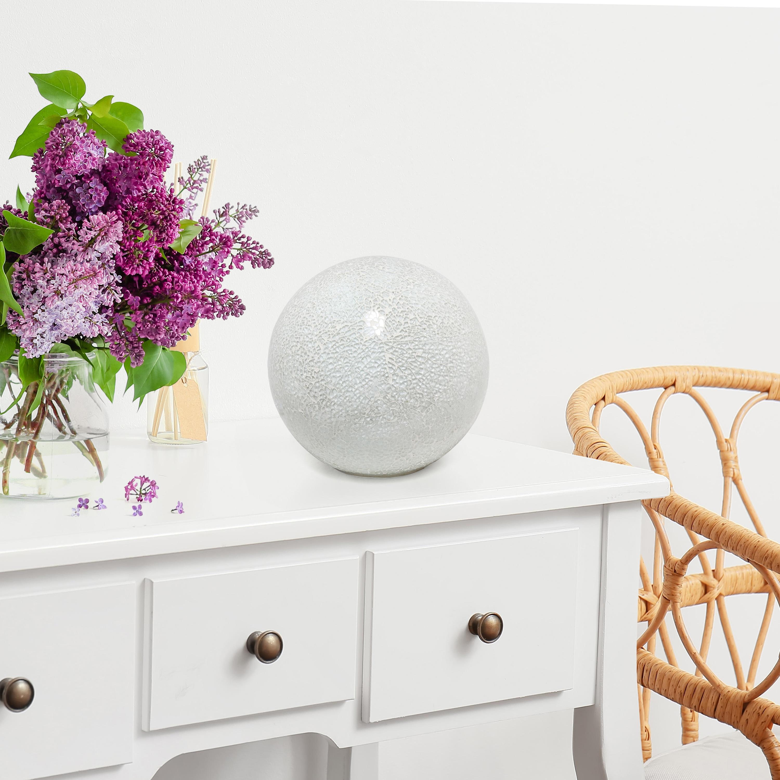 Creekwood Home 8" Crystal Mosaic Patchwork Dome Table Lamp White