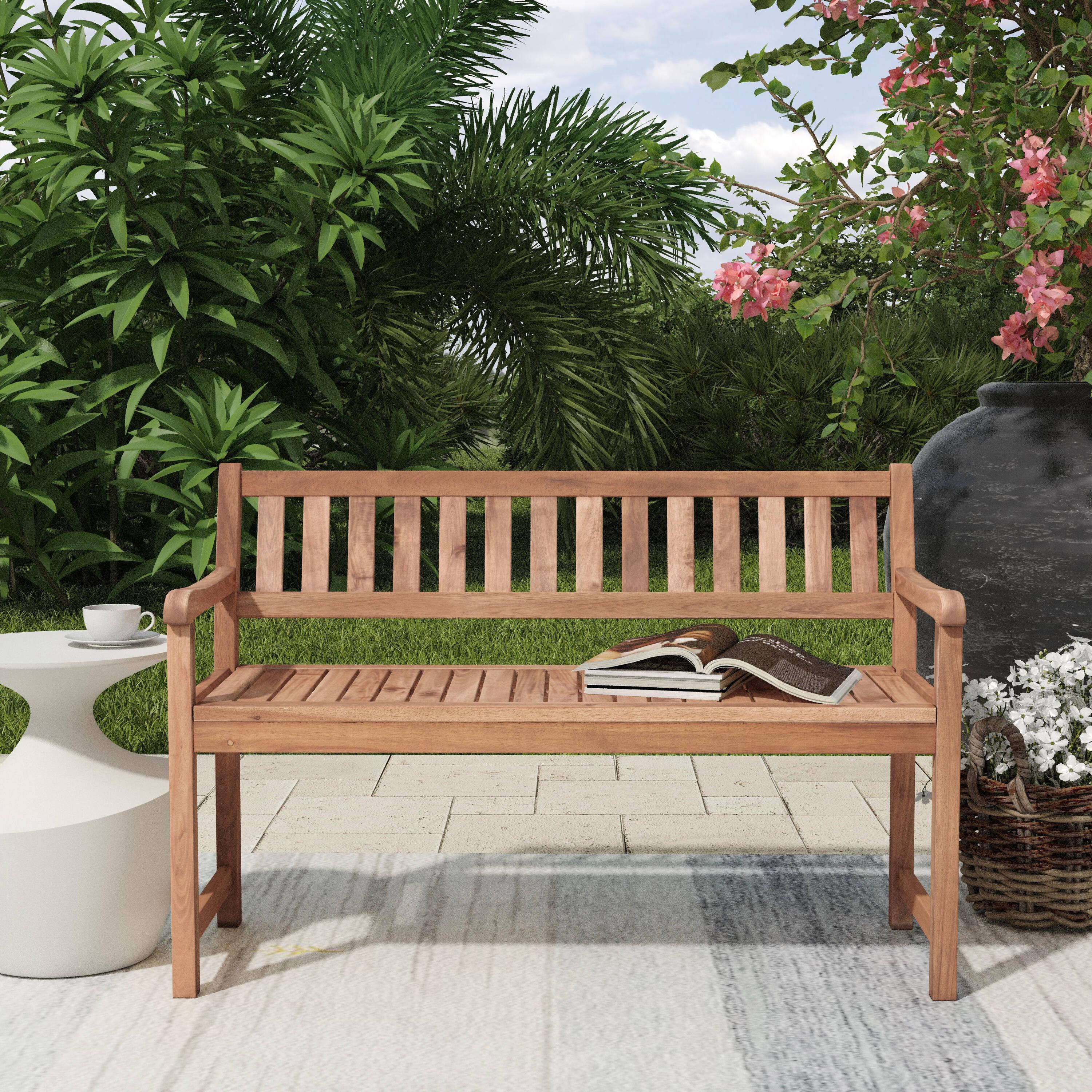 Linon Catalan Bench - Teak Finish