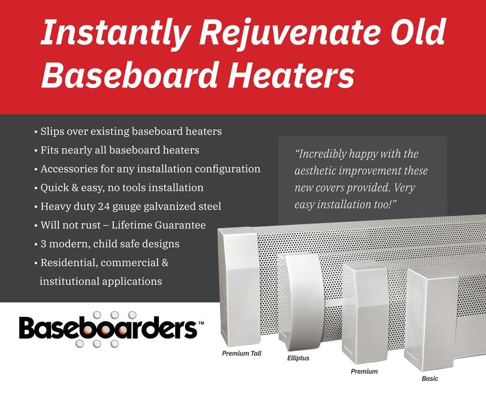 Baseboarders Baseboarders Basic Steel Easy Slip-On Baseboard Heater Cover Coupler - White