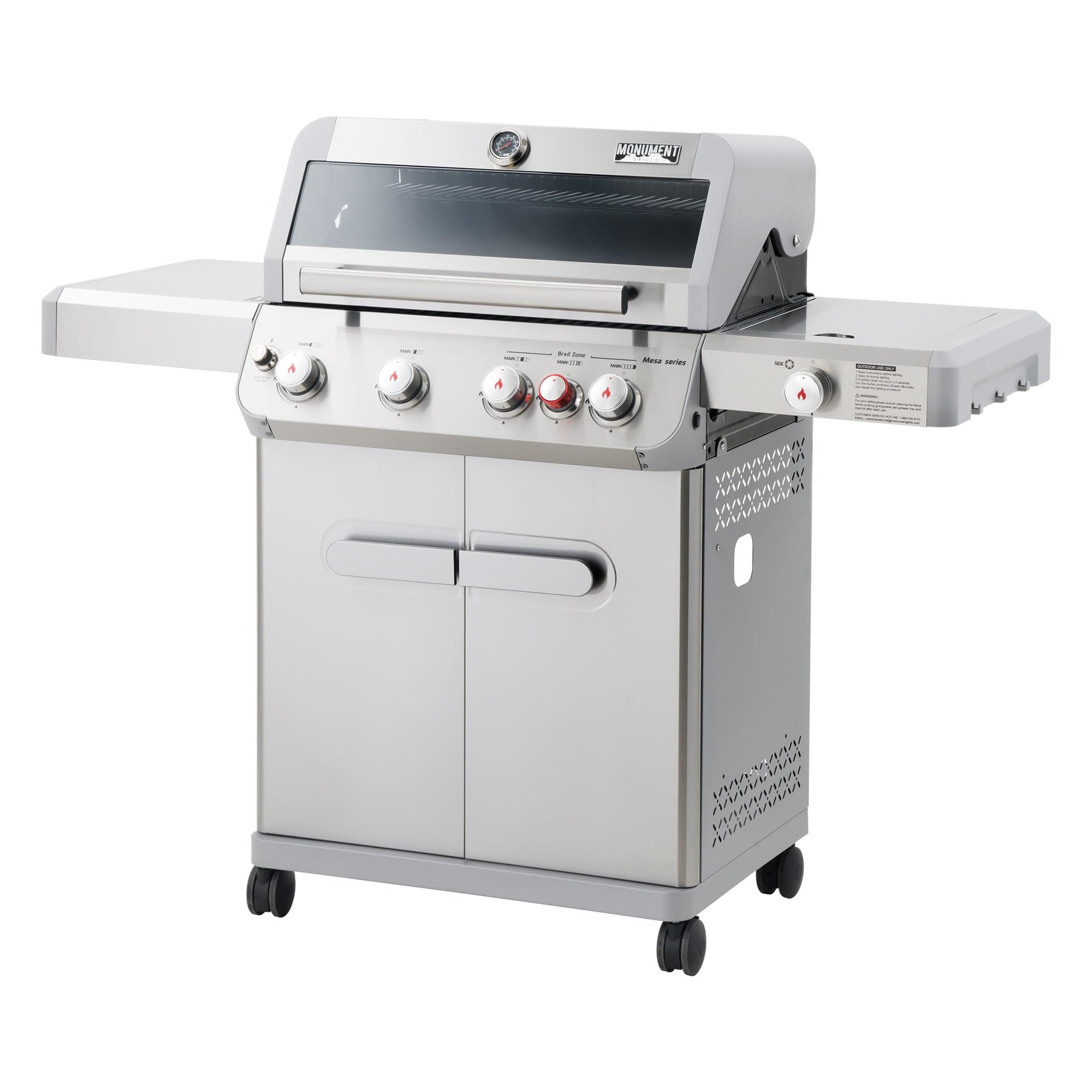 Monument Grills Mesa 415BZ,4-Burner Liquid Propane Infrared Gas Grill with Side Burner and Cabinet, 62,000 BTU – Perfect for Family BBQs
