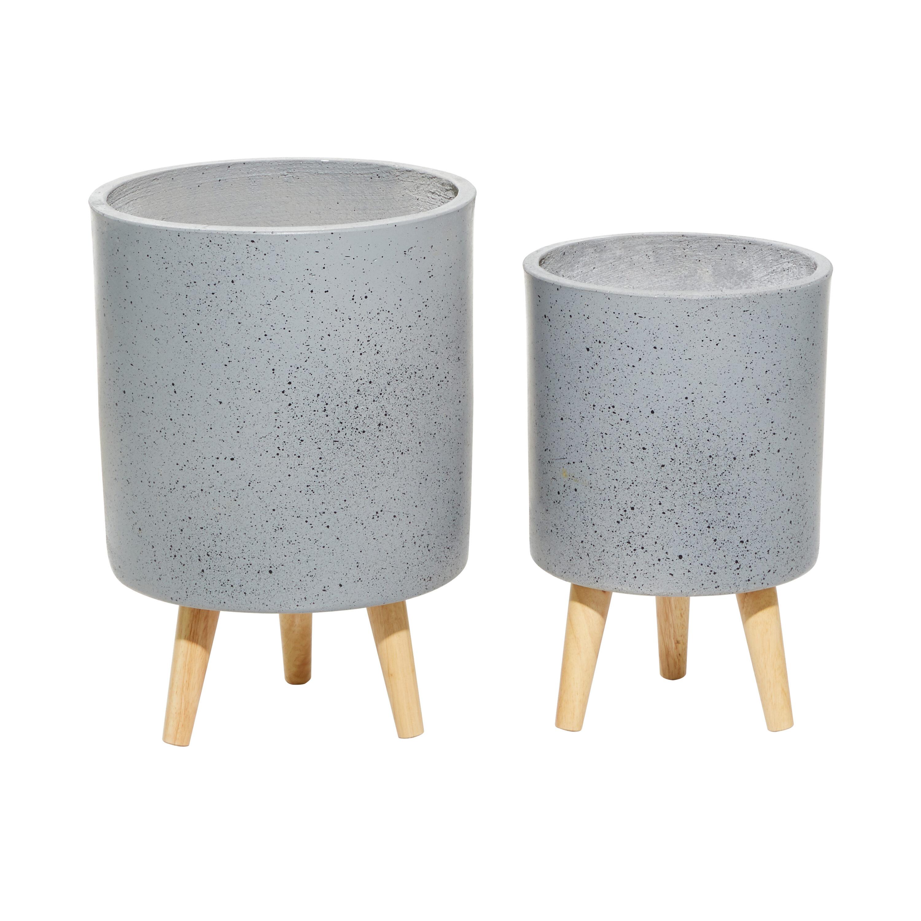 DecMode 12 In. Planter, MGO, Light Grey, 2 - Pieces