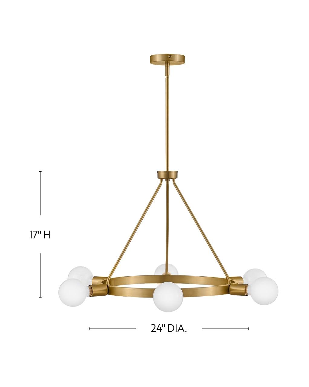 Lark Orla 6 - Light Chandelier in  Lacquered Brass