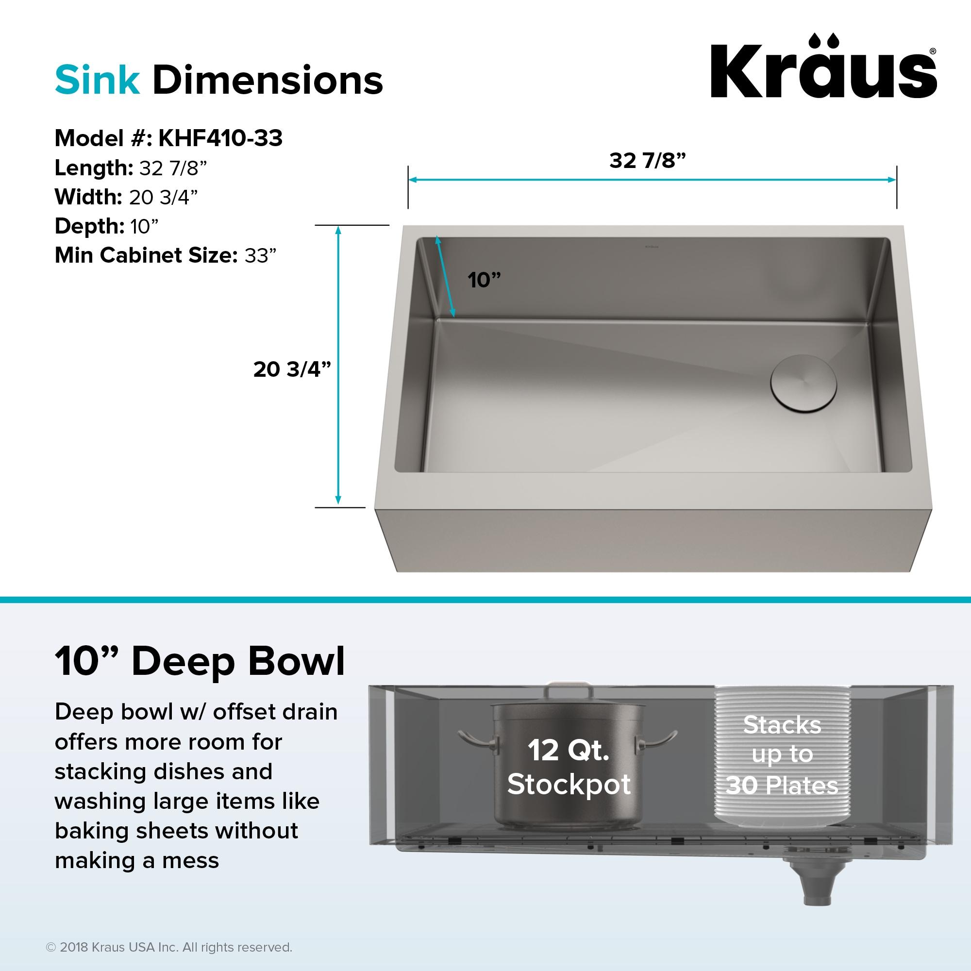 KRAUS Standart Pro Apron Front Farmhouse 16 Gauge Single Bowl Stainless Steel Kitchen Sink