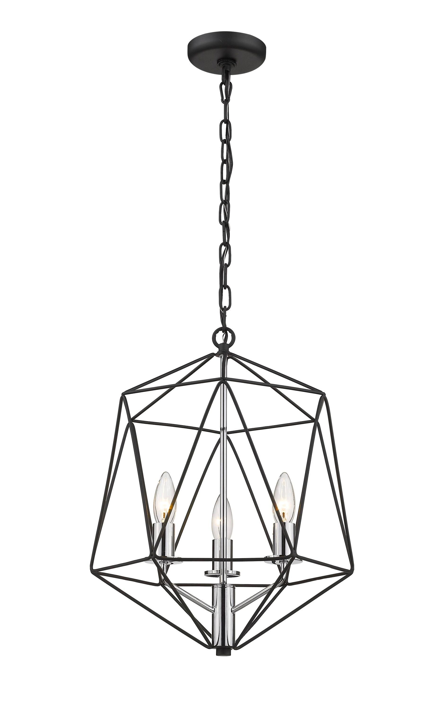 Z-Lite Geo 3 - Light Chandelier in  Matte Black/Chrome