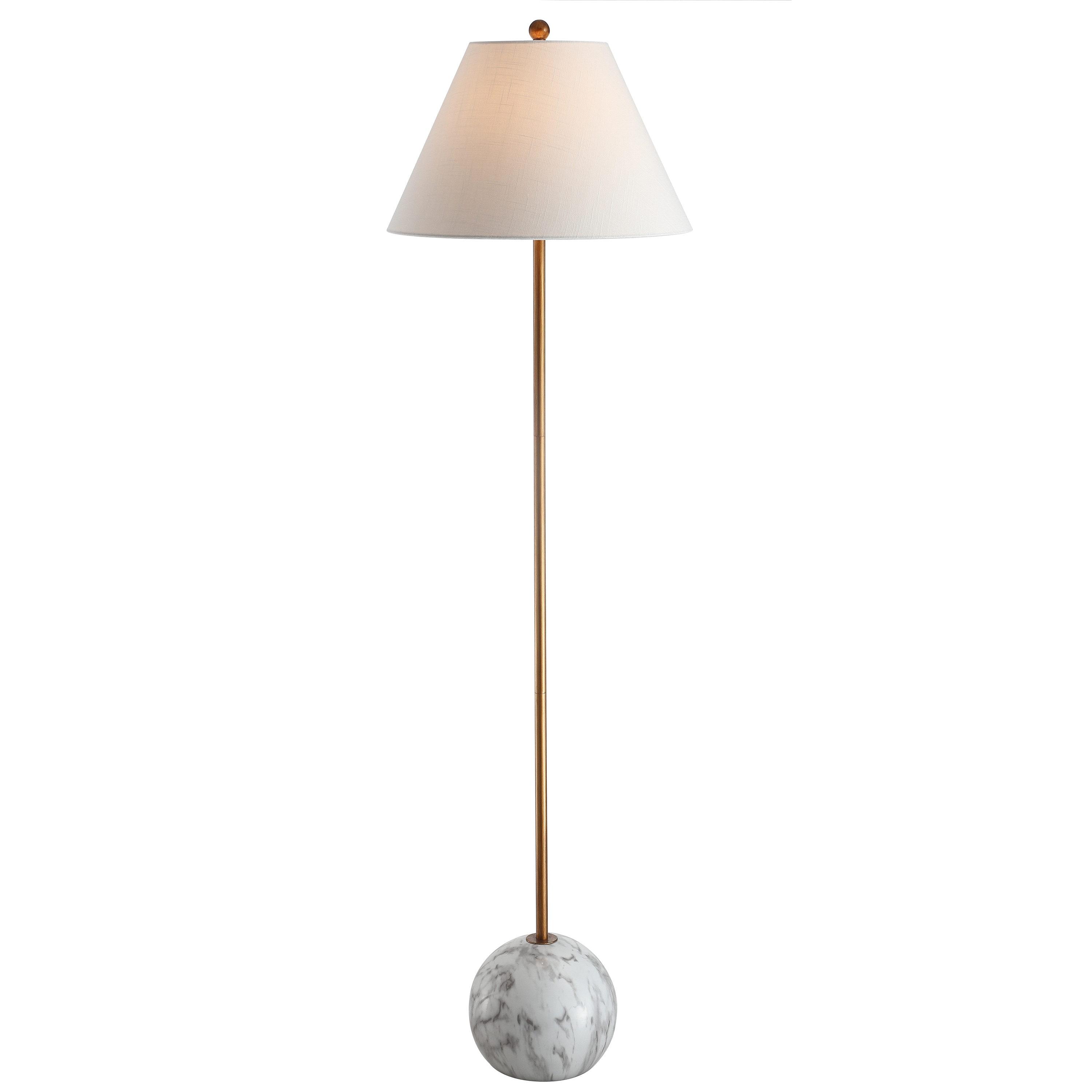 Miami 63.5" Minimalist Resin/Metal LED Floor Lamp, Gold/White by JONATHAN Y