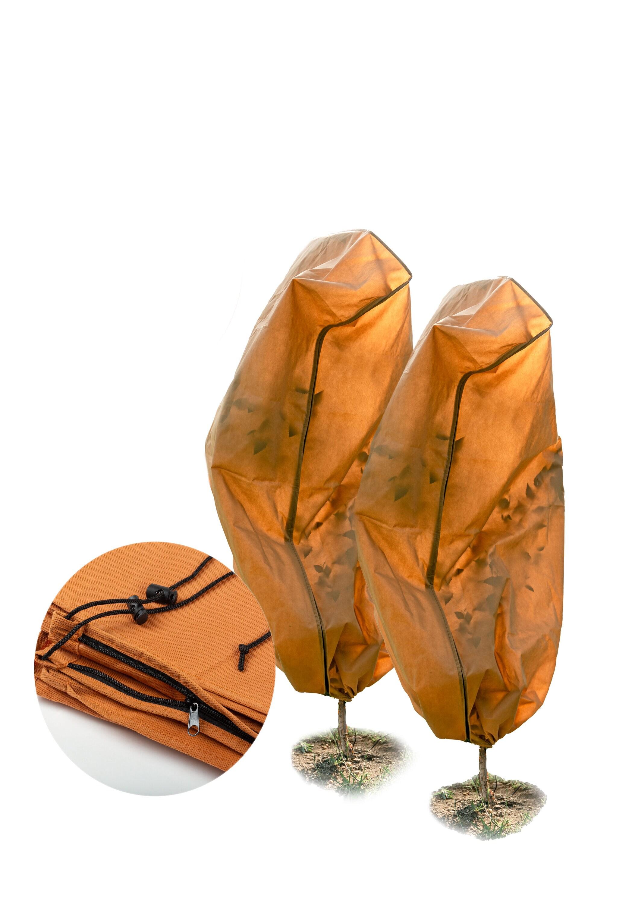 Brown Polypropylene Frost Protection Plant Covers with Drawstring and Zipper, 48" x 72"