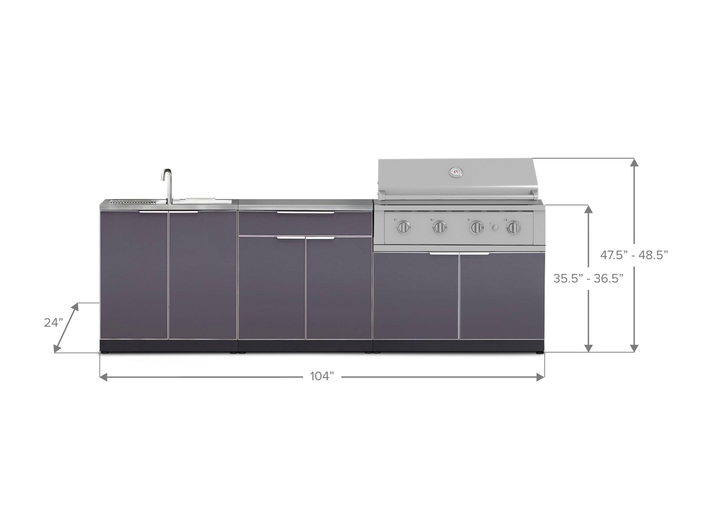 Outdoor Kitchen Aluminum 5 Piece Cabinet Set with 40 in. Liquid Propane Gas Performance Grill
