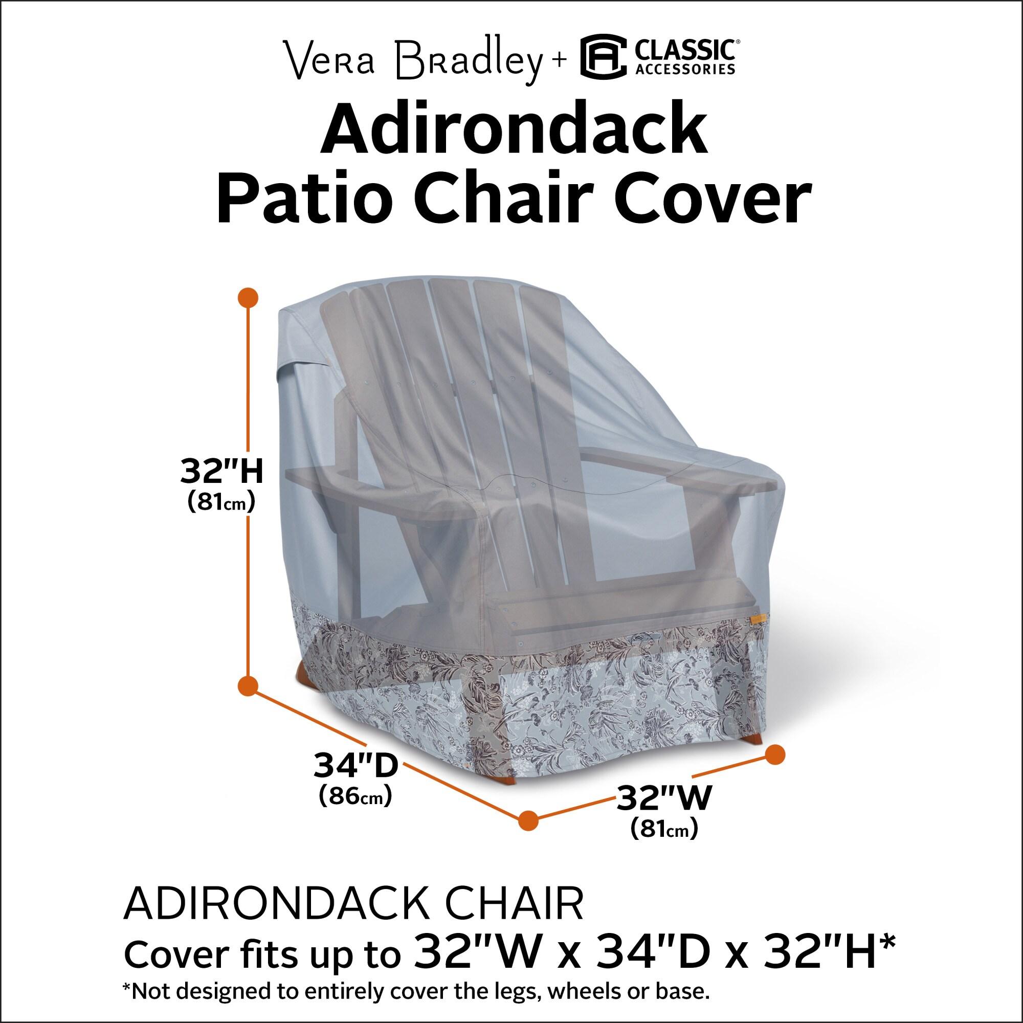 Classic Accessories for Vera Bradley Water-Resistant Adirondack Patio Chair Cover, 32 x 34 x 32 Inch, Rain Forest Toile Gray KEF16