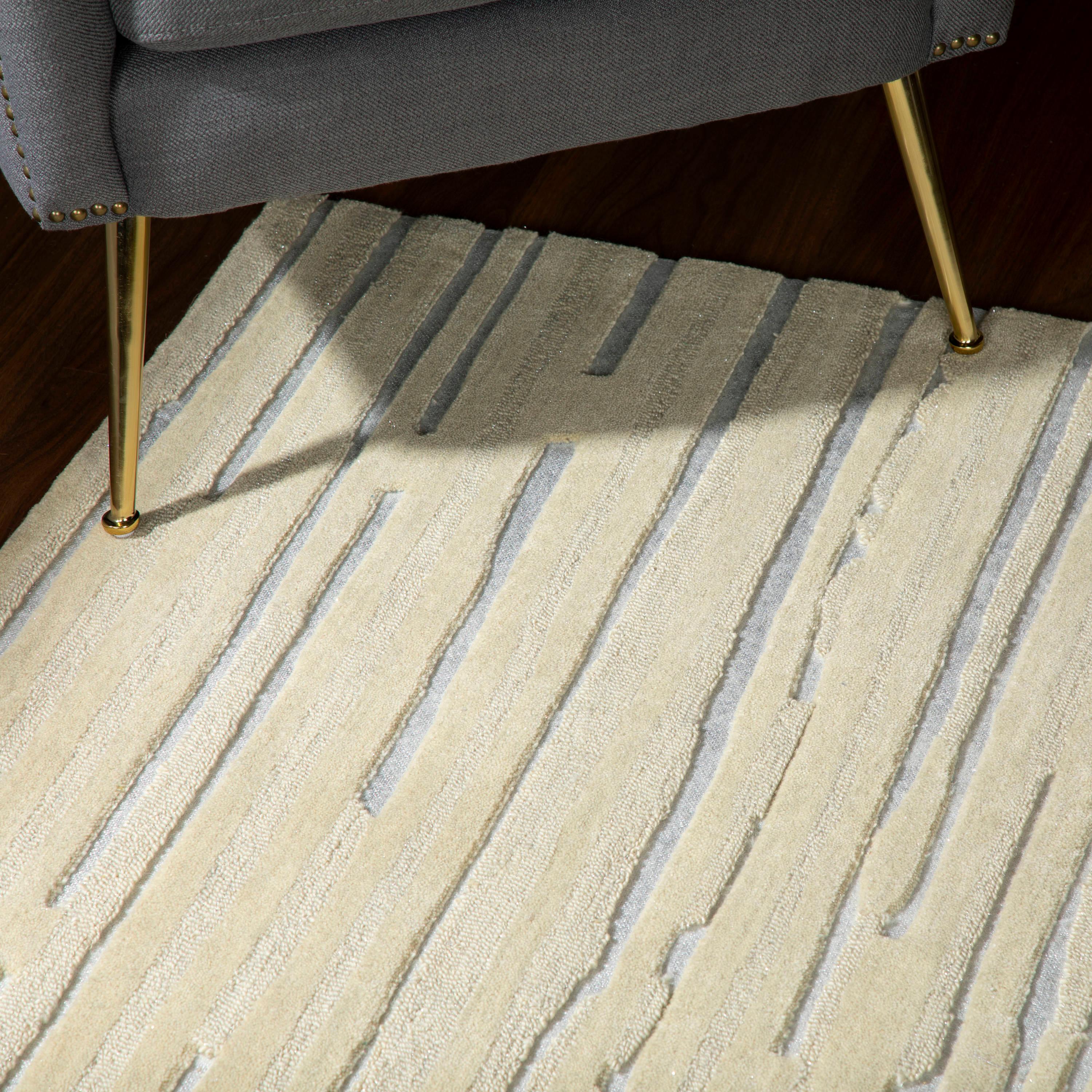 Addison Rugs Addison Dazzle Modern Hand Spun Wool and Metallic Area Rug Champagne 2' x 3' 2' x 3'