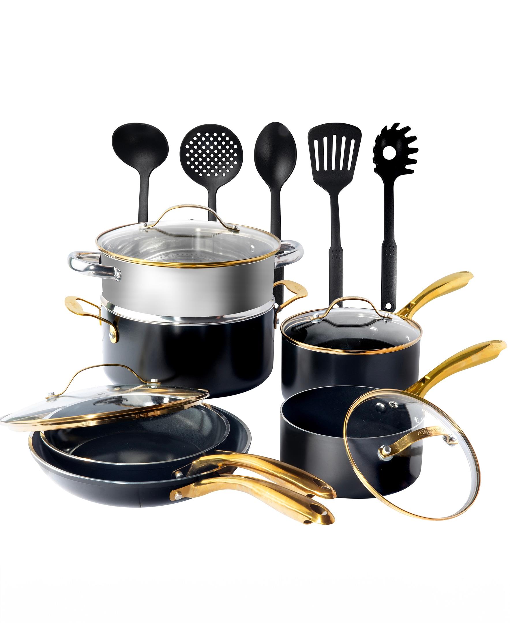 Gotham Steel Black 15 Piece Ultra Nonstick Ceramic Cookware and Bakeware Set