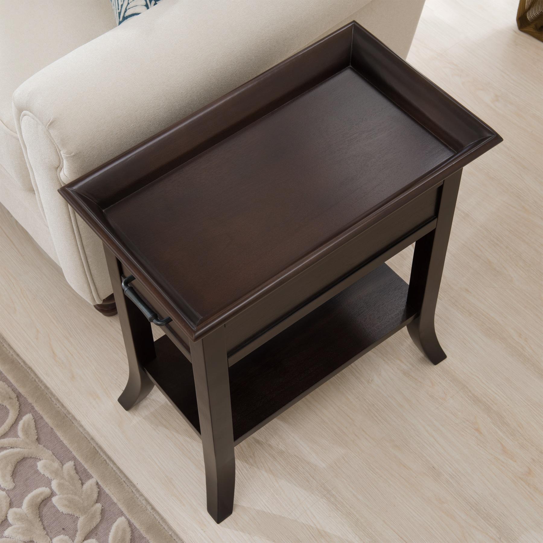 Traditional Cherry Tray Edge End Table in Chocolate Cherry