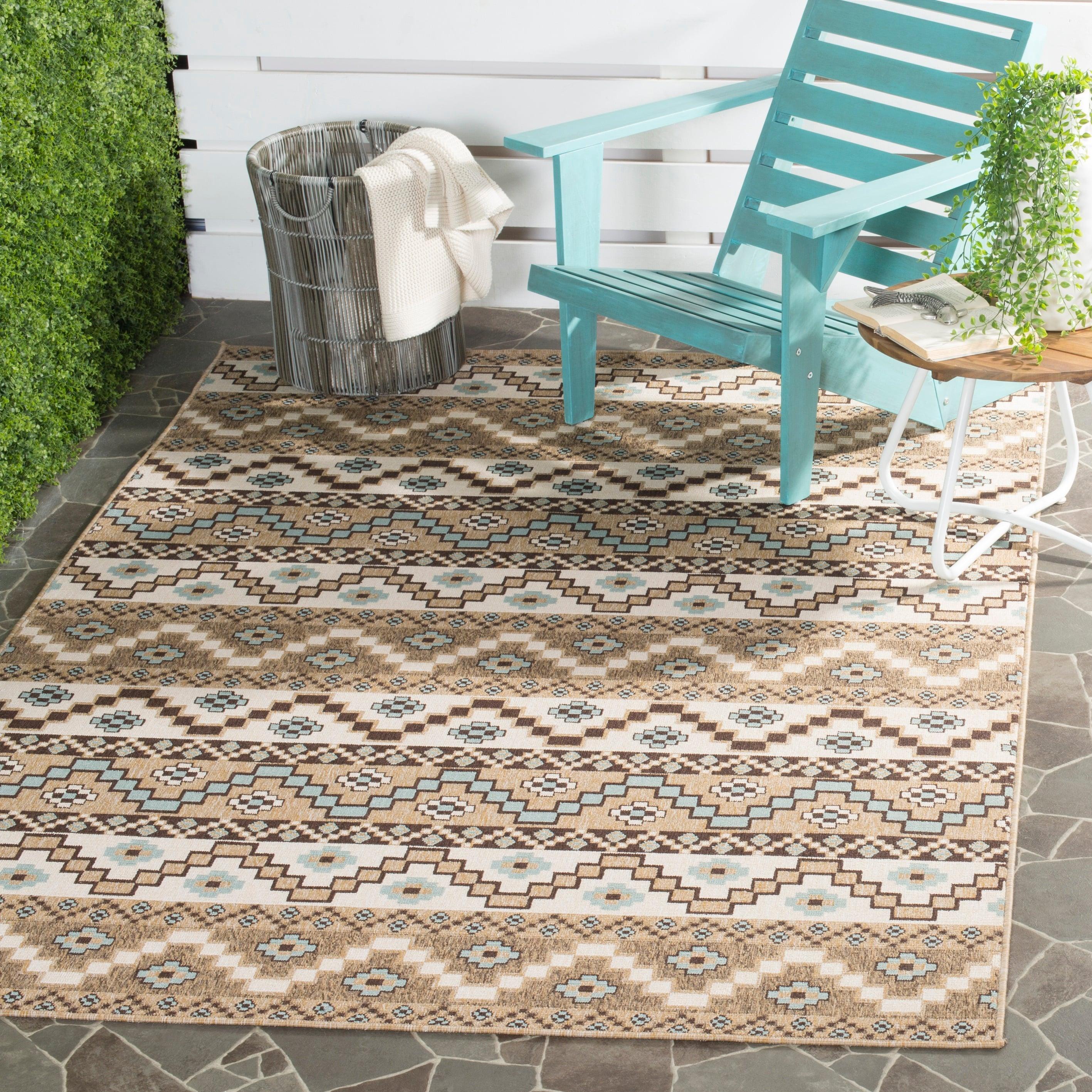 Veranda VER095 Power Loomed Indoor/Outdoor Area Rug - Creme/Brown - 8'x11' - Safavieh