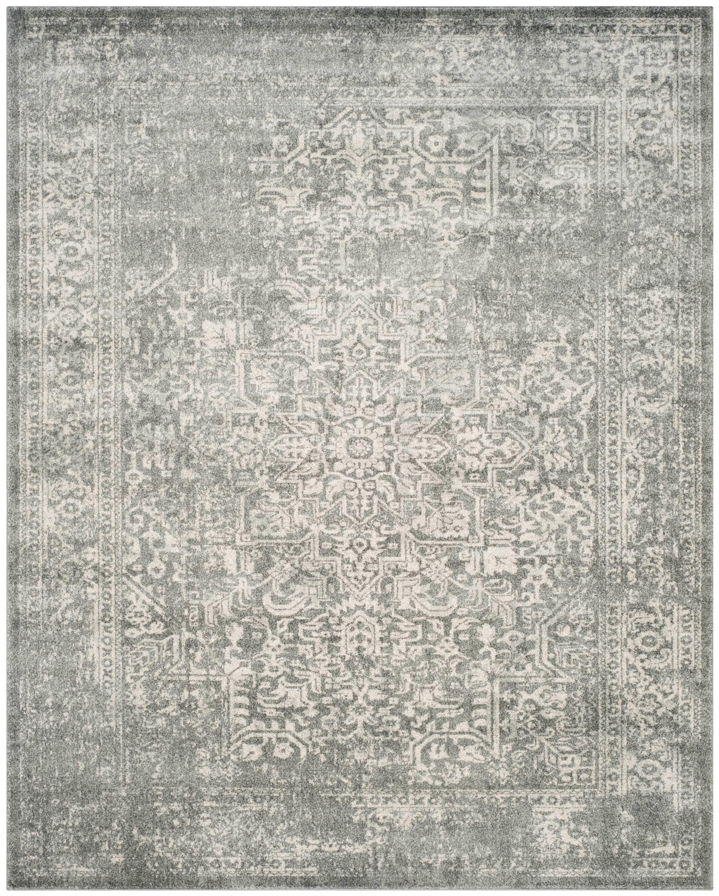 Evoke EVK256 Power Loomed Area Rug - Silver/Ivory - 12'x18' - Safavieh.