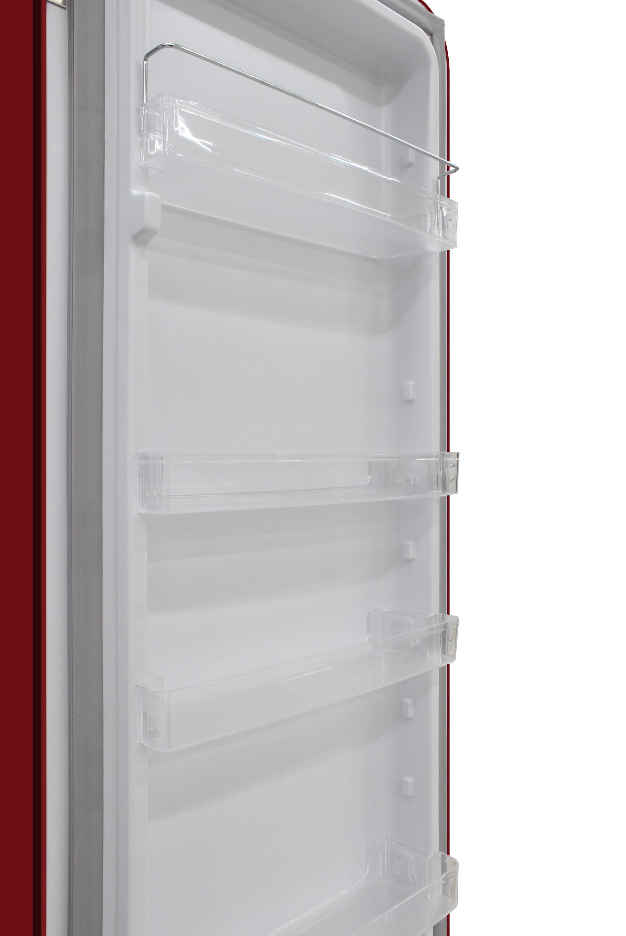 Brama 9.2 Cu.Ft. Retro Red Top-Freezer Refrigerator with Solid Steel Door