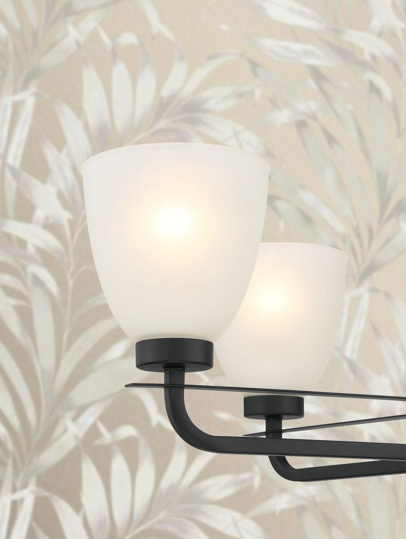 Mini Coal Black 5-Light Chandelier with Etched Glass Shade