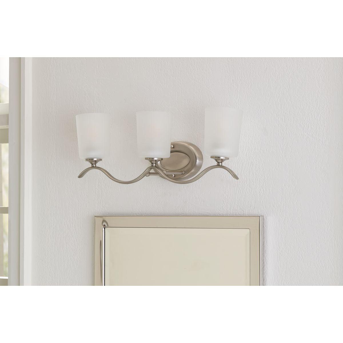 Progress Lighting Inspire 3-Light Wall Light, Brushed Nickel, Etched Glass Shade