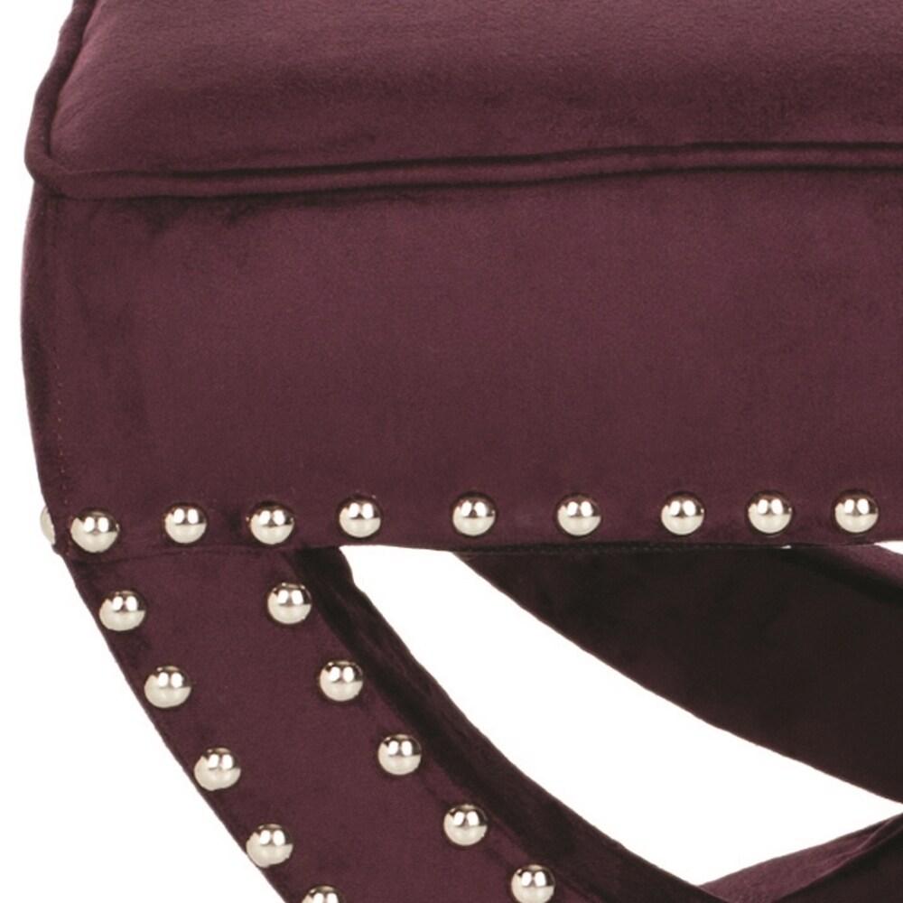 Mystic Ottoman with Silver Nail Heads - Plum - Safavieh