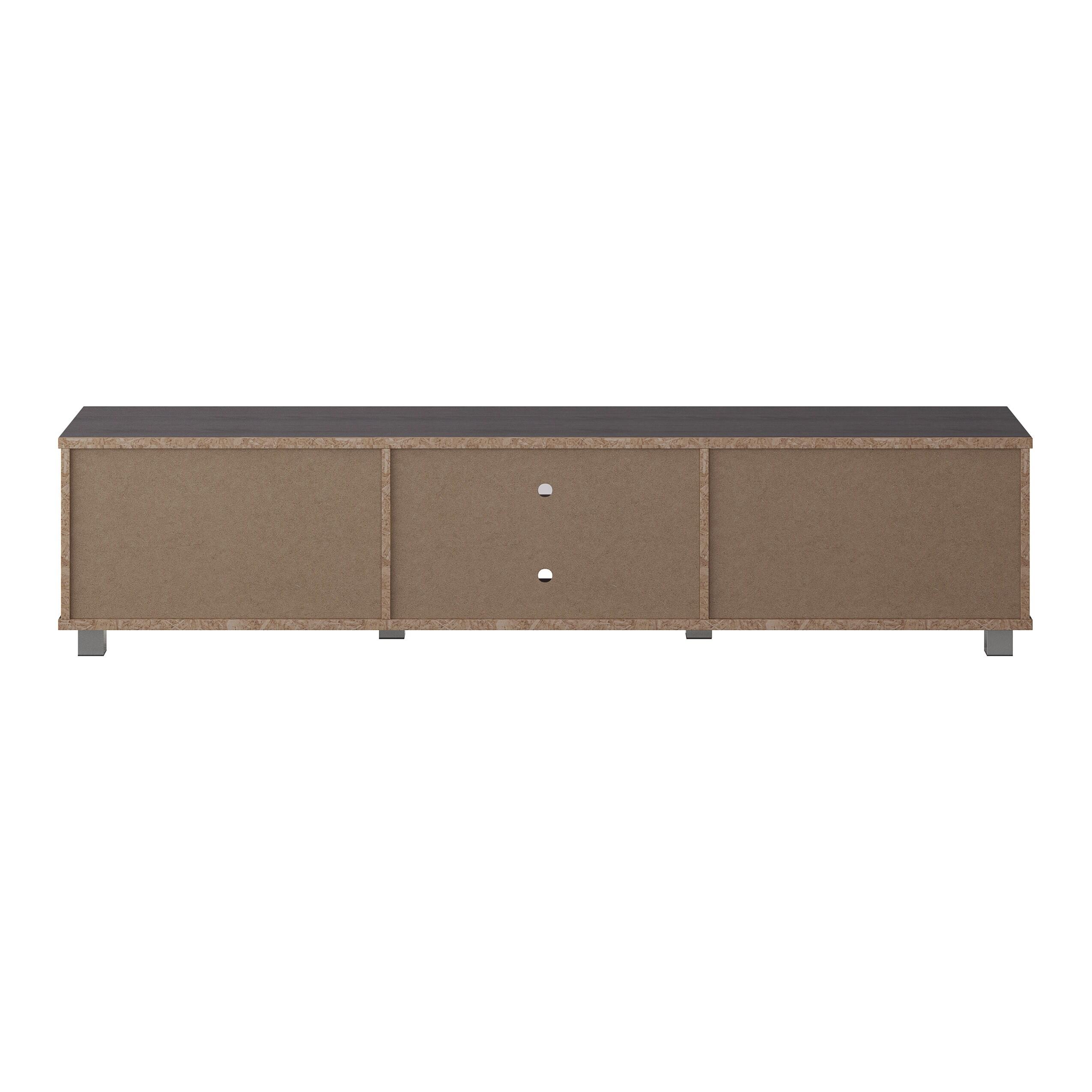 CorLiving Hollywood TV Stand for TVs up to 85" with Doors Wood Grain Dark Gray: Modern Media Console, Adjustable Shelves