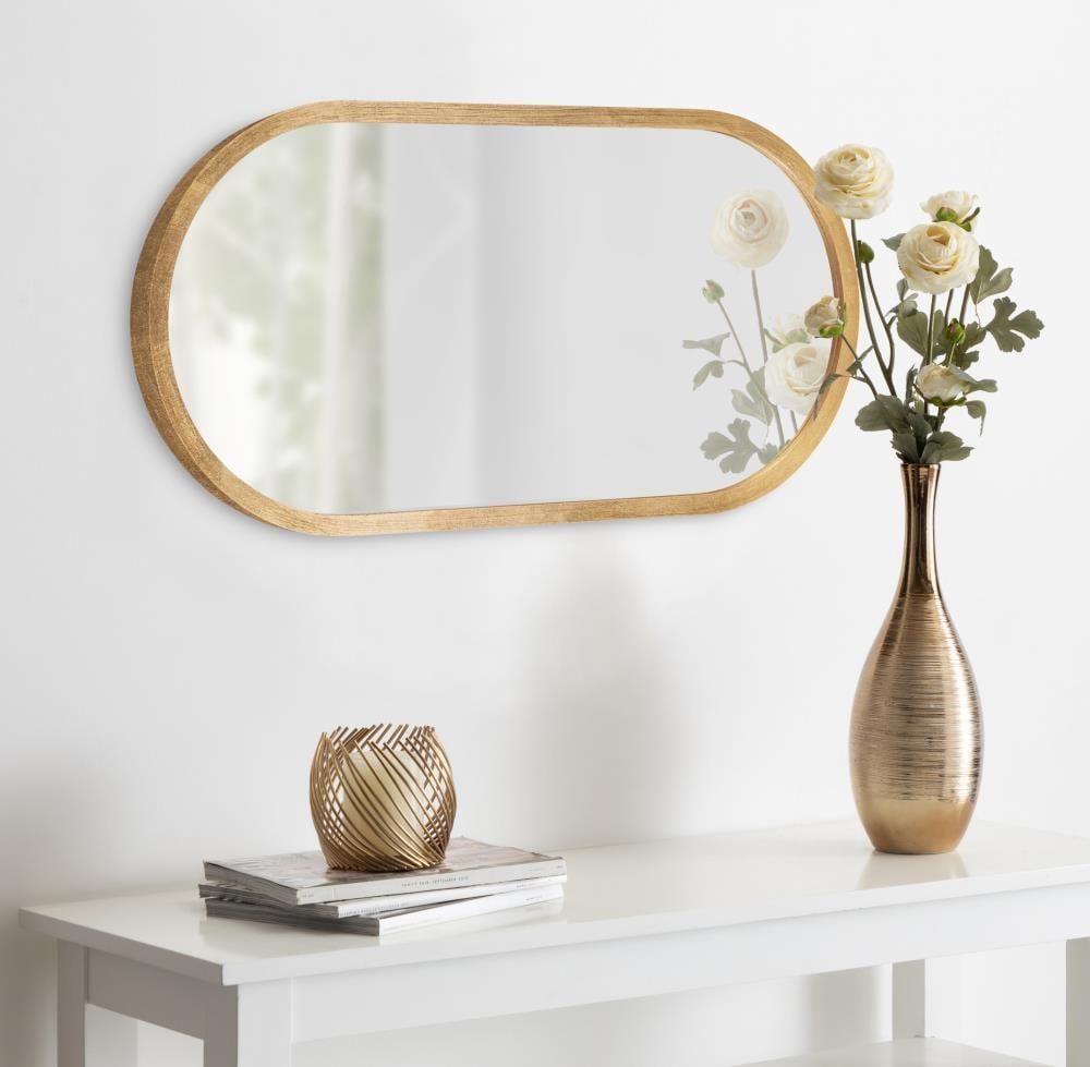 12" x 24" Travis Oval Wall Mirror Gold - Kate & Laurel All Things Decor: Modern MDF Frame, No Assembly Required