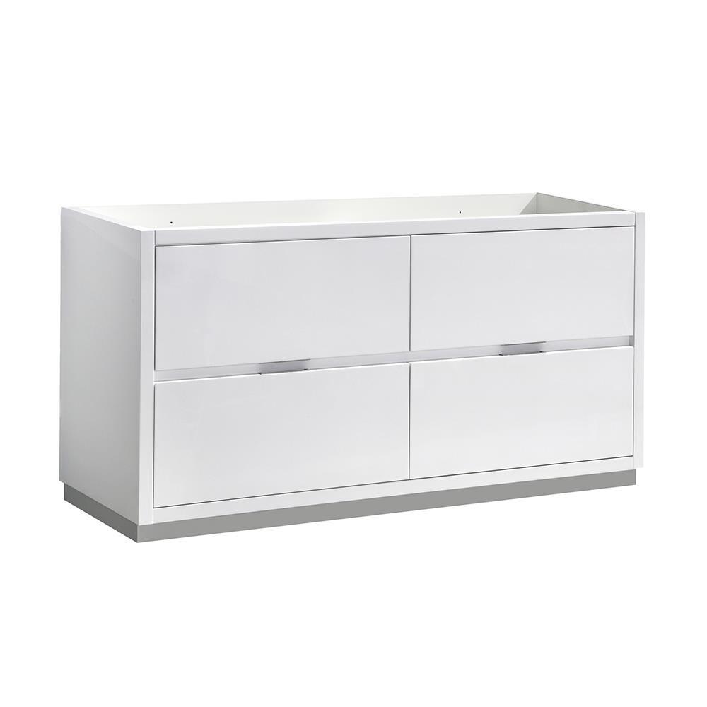 Fresca Valencia 60" Double Sinks Wood Bathroom Cabinet in Glossy White