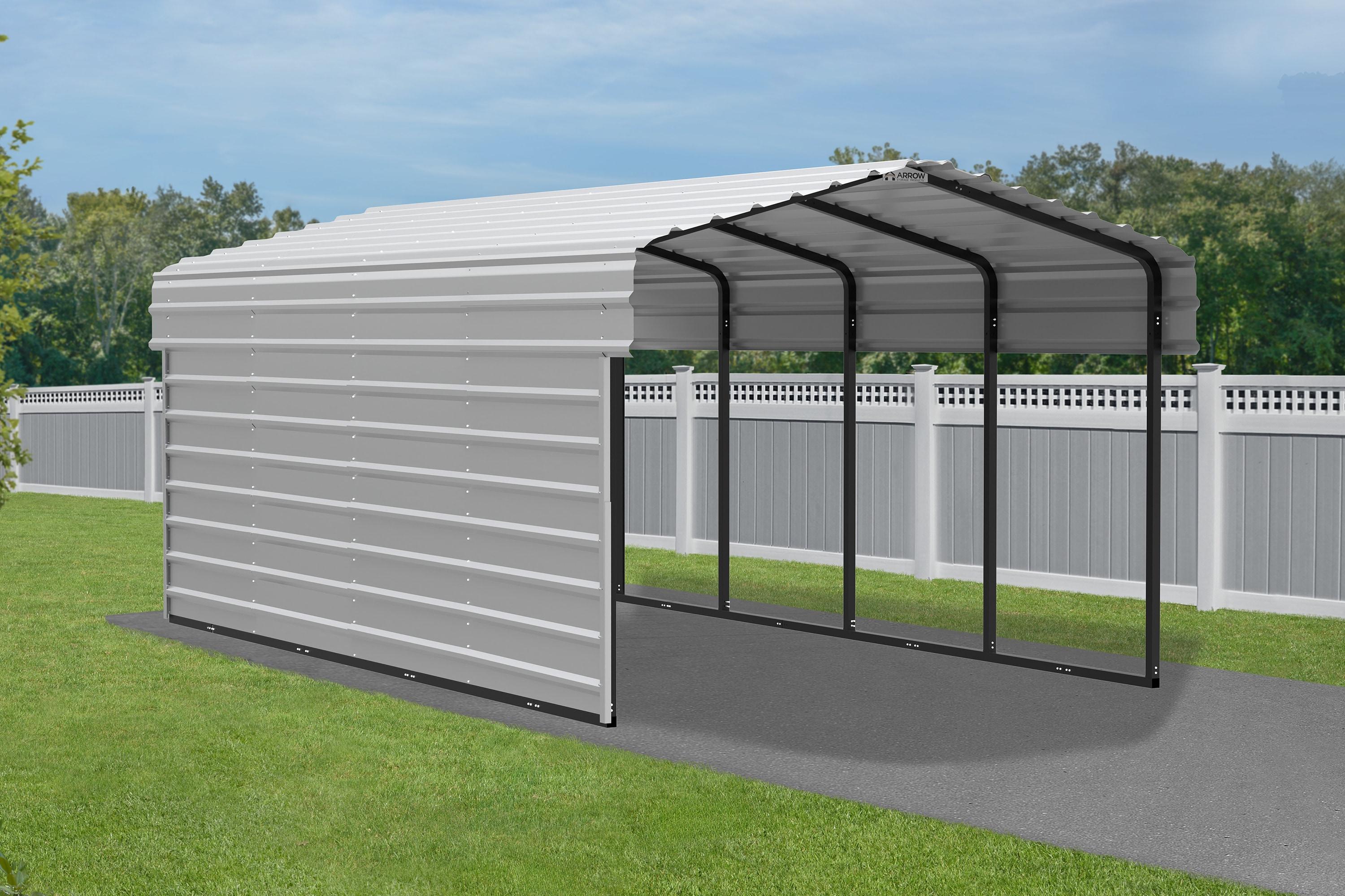 Arrow Arrow Steel Carport with 1 Side Wall Kit, 10X20X07