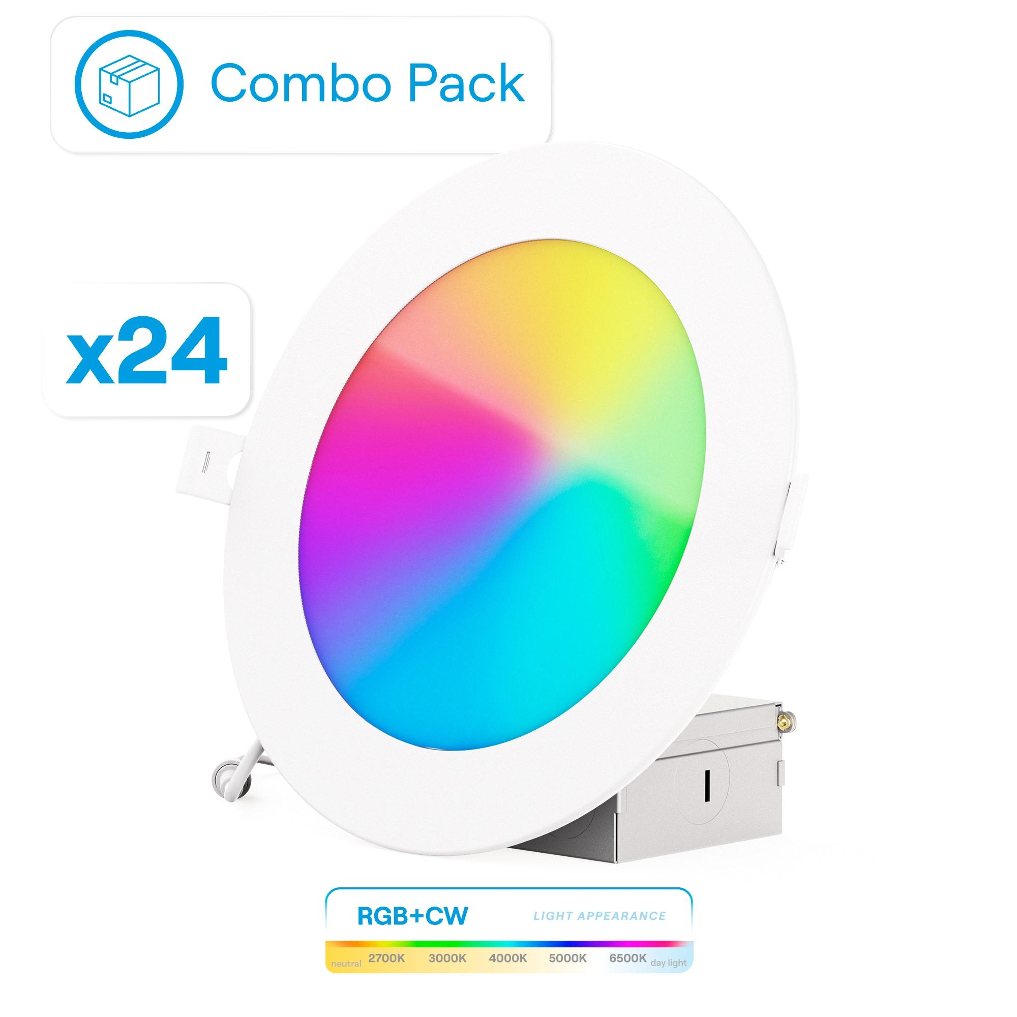 6" Slim Smart Recessed LED, 12W, RGB Tunable White, Dimmable, Wi-Fi Enabled